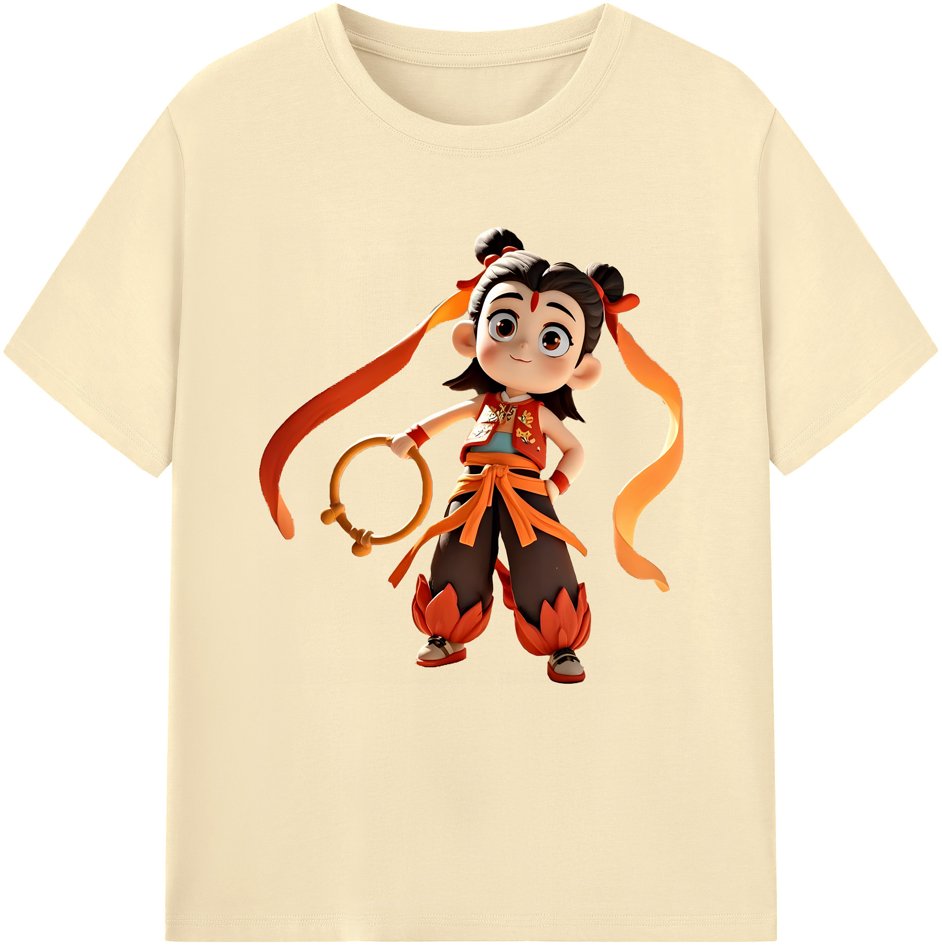 （画像用） Ne Zha 2 ナタ 魔童の大暴れ 綿100％半袖Tシャツ（フロントプリント）