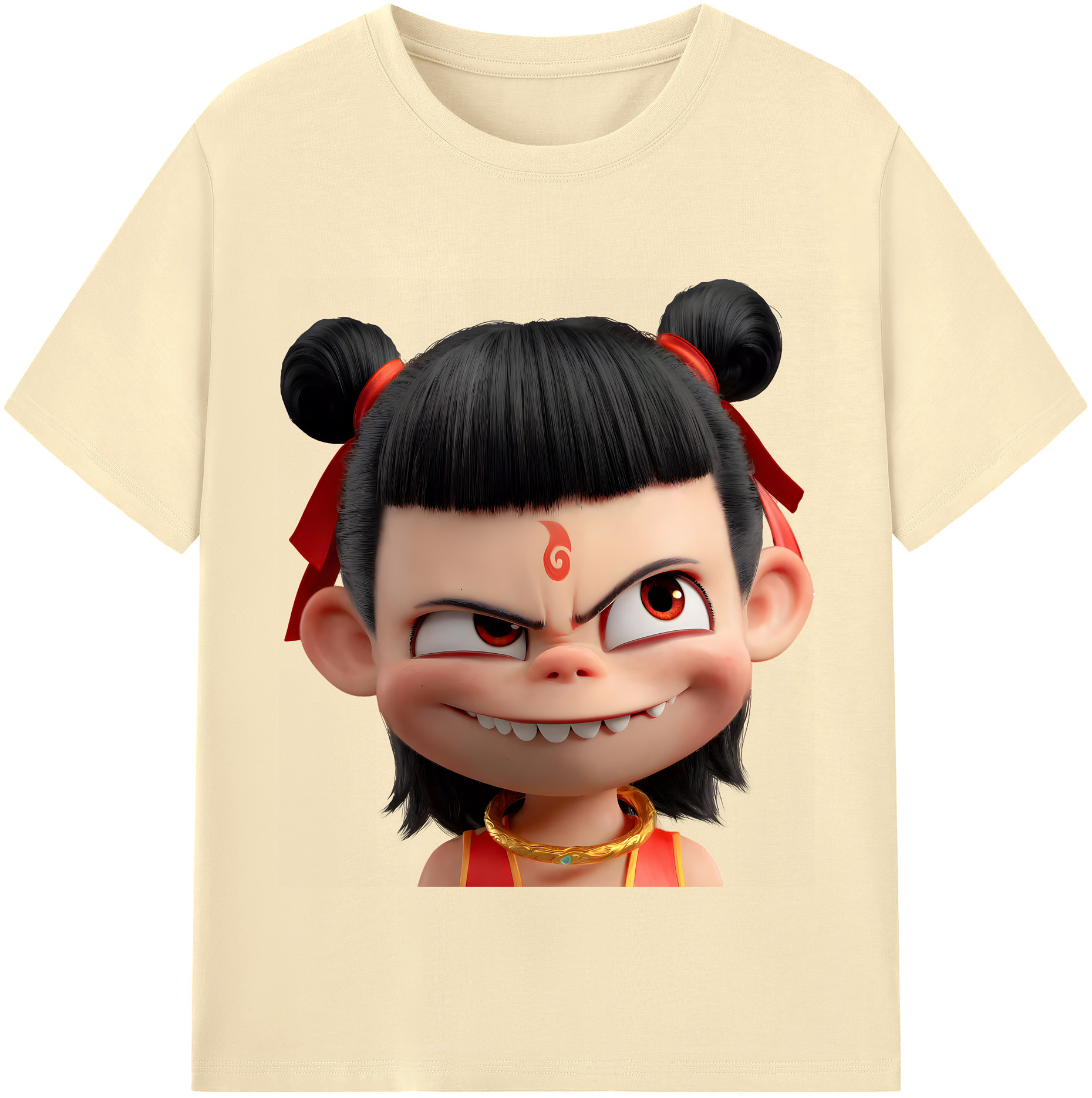 （画像用） Ne Zha 2 ナタ 魔童の大暴れ 綿100％半袖Tシャツ（フロントプリント）