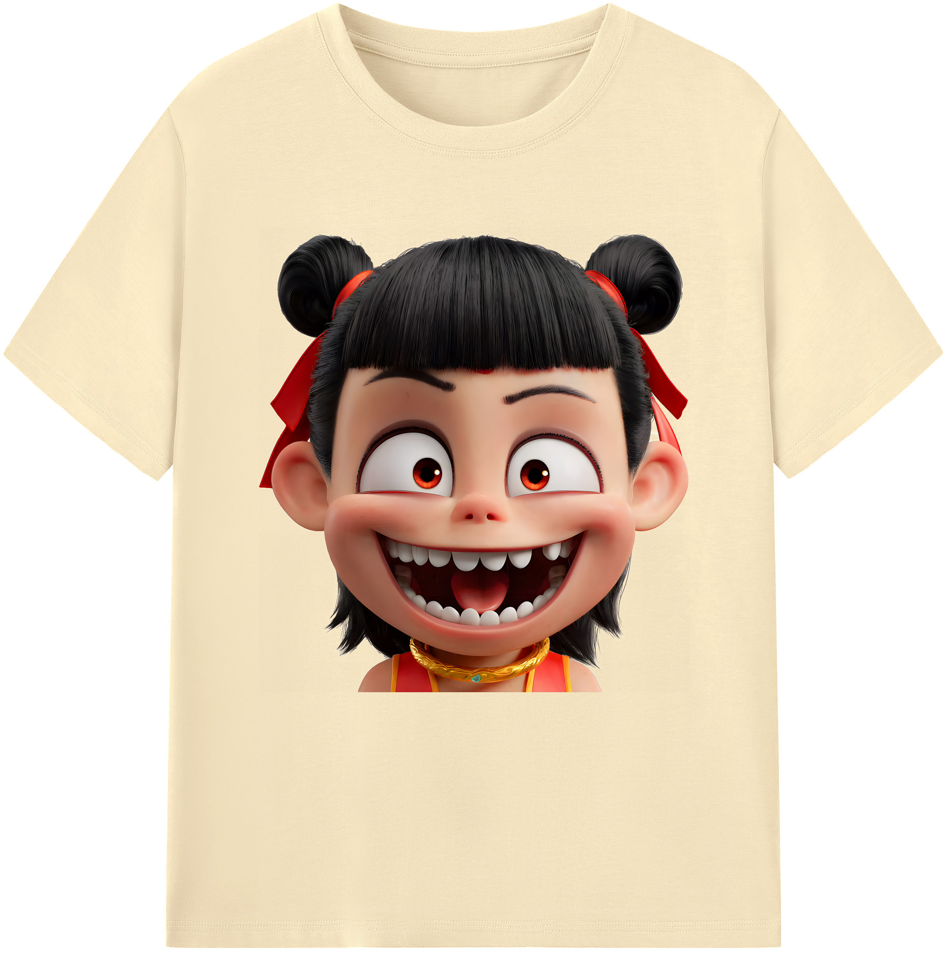 （画像用） Ne Zha 2 ナタ 魔童の大暴れ 綿100％半袖Tシャツ（フロントプリント）