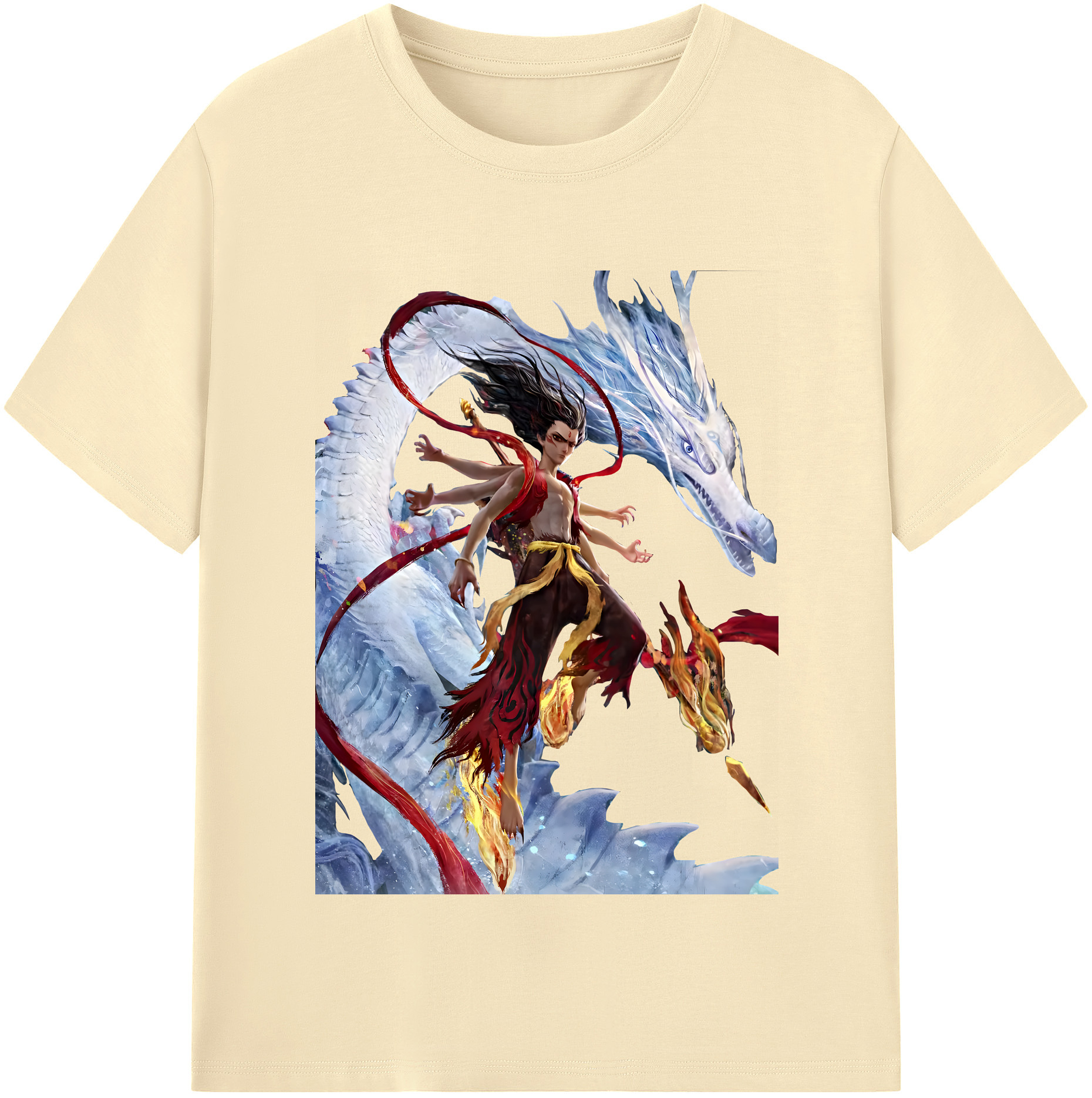 （画像用） Ne Zha 2 ナタ 魔童の大暴れ 綿100％半袖Tシャツ（フロントプリント）