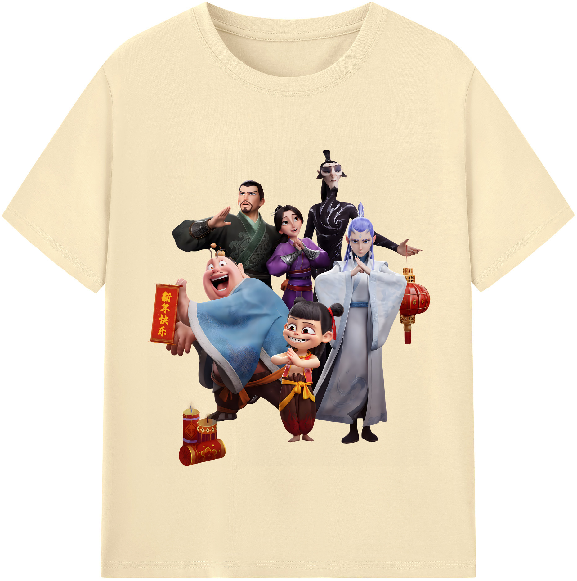 （画像用） Ne Zha 2 ナタ 魔童の大暴れ 綿100％半袖Tシャツ（フロントプリント）