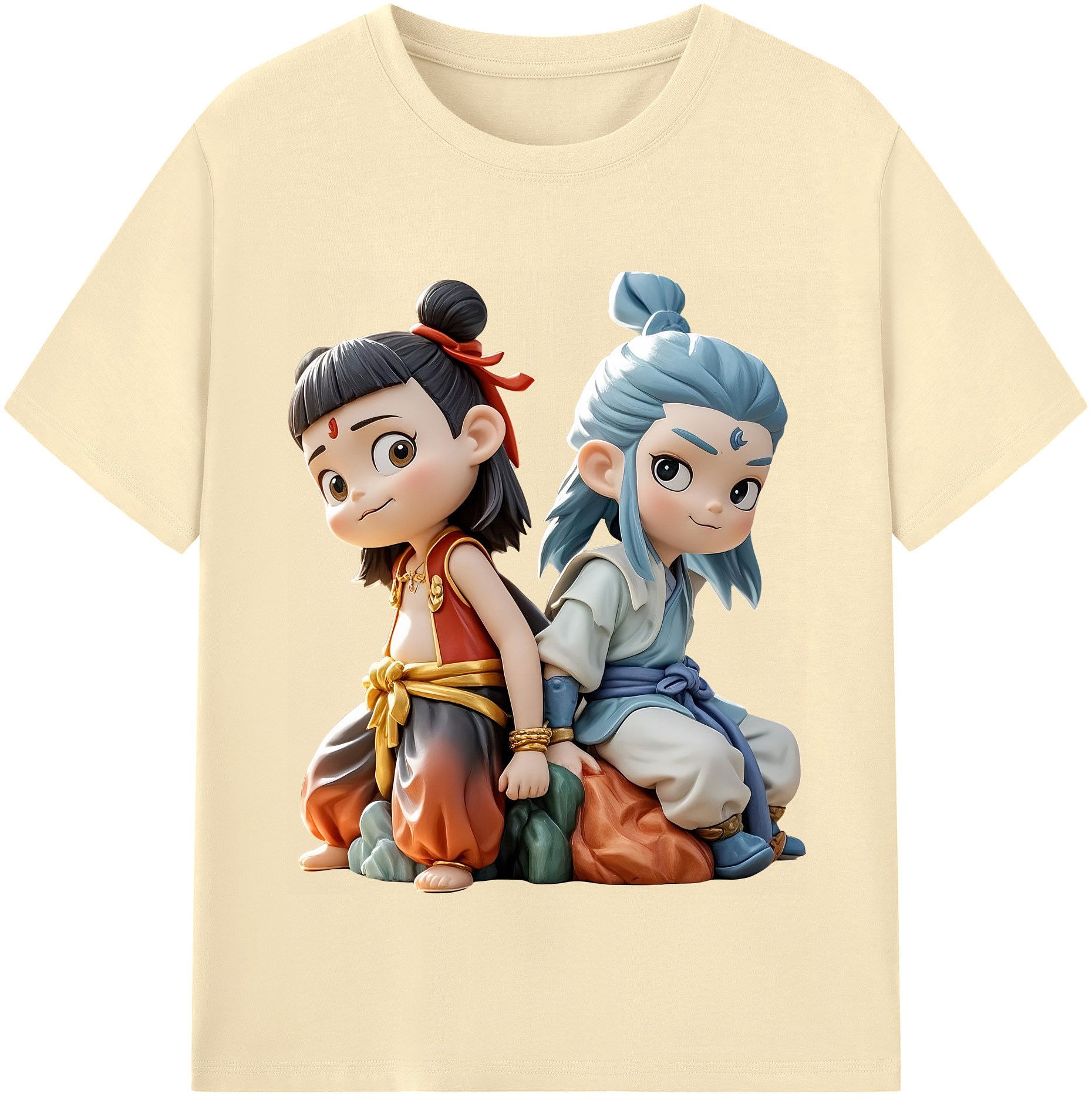 （画像用） Ne Zha 2 ナタ 魔童の大暴れ 綿100％半袖Tシャツ（フロントプリント）