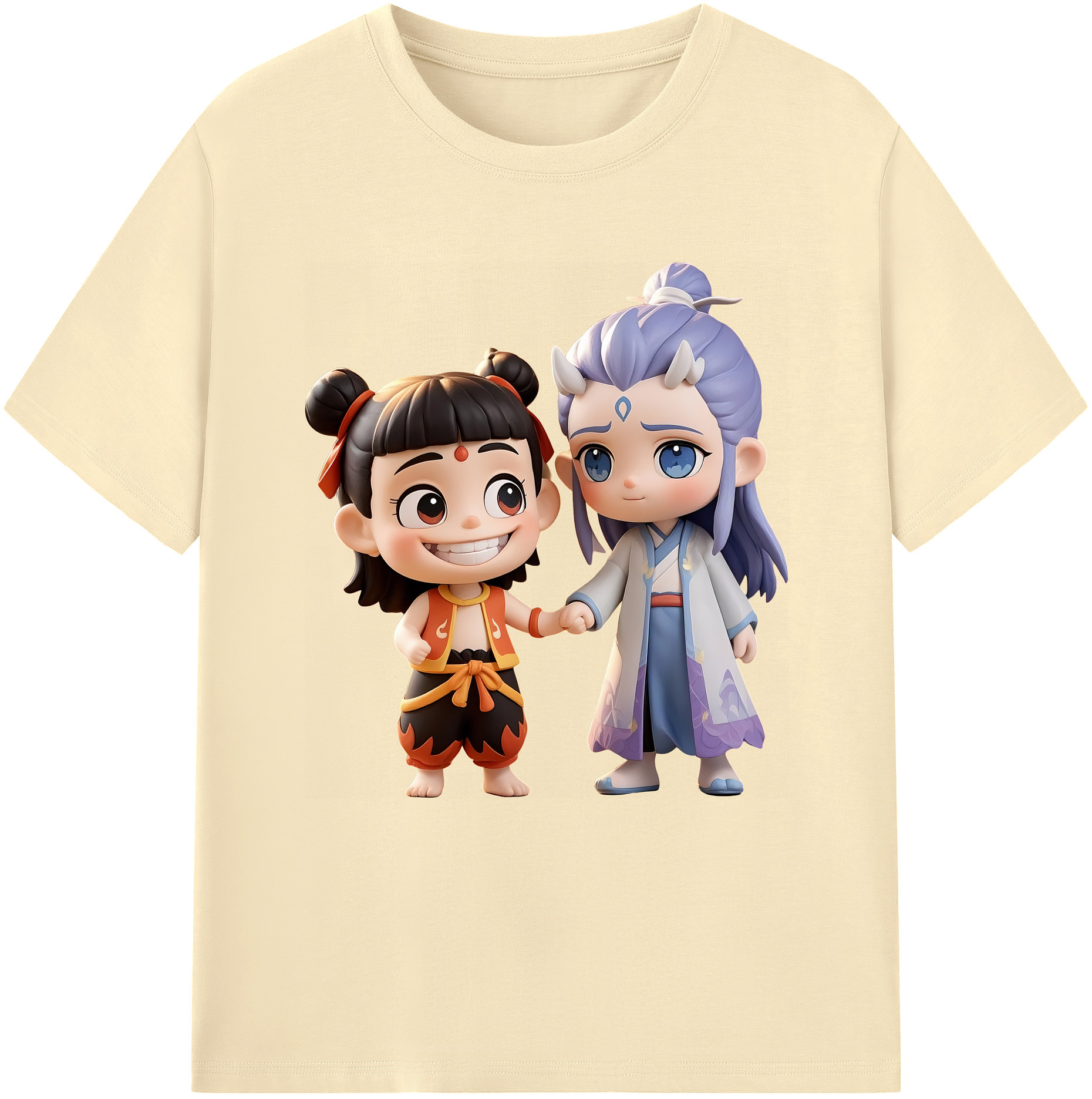 （画像用） Ne Zha 2 ナタ 魔童の大暴れ 綿100％半袖Tシャツ（フロントプリント）