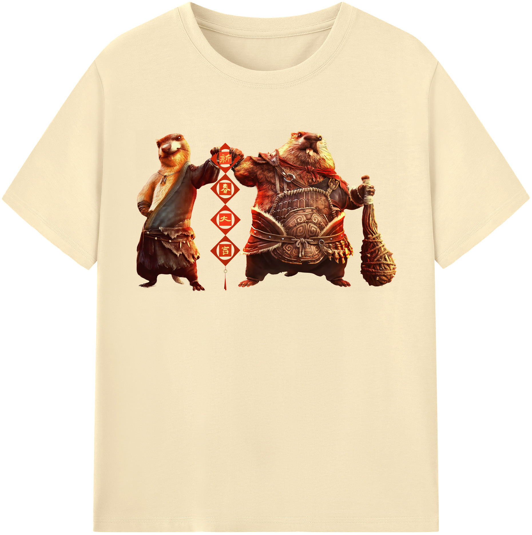 （画像用） Ne Zha 2 ナタ 魔童の大暴れ 綿100％半袖Tシャツ（フロントプリント）