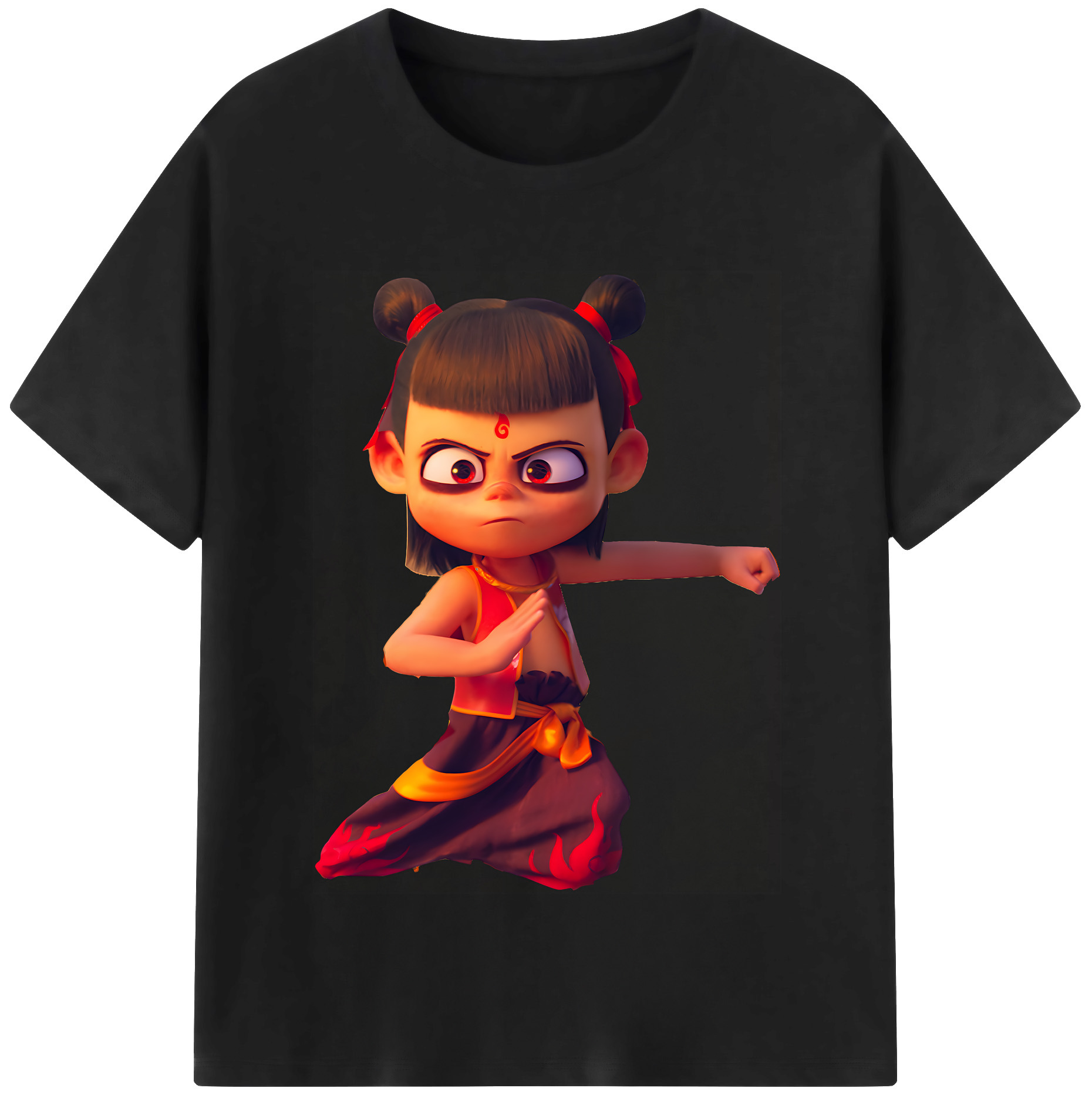 （画像用） Ne Zha 2 ナタ 魔童の大暴れ 綿100％半袖Tシャツ（フロントプリント）