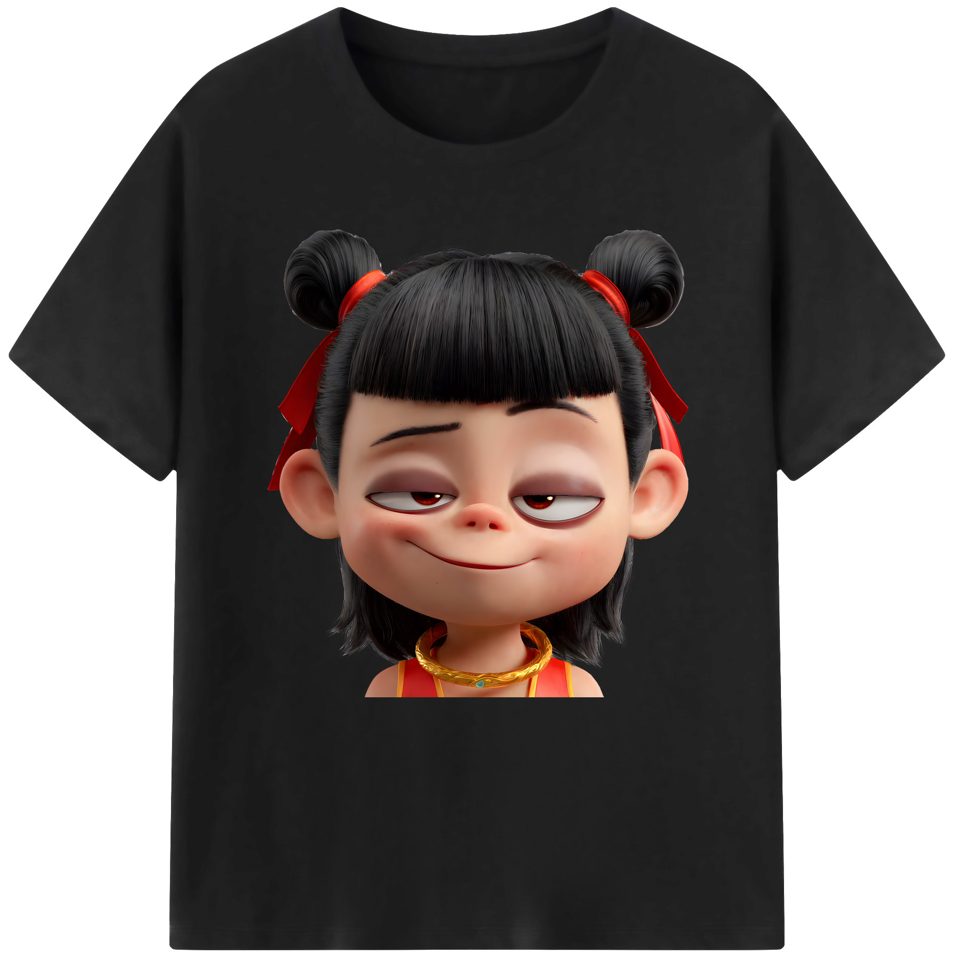 （画像用） Ne Zha 2 ナタ 魔童の大暴れ 綿100％半袖Tシャツ（フロントプリント）
