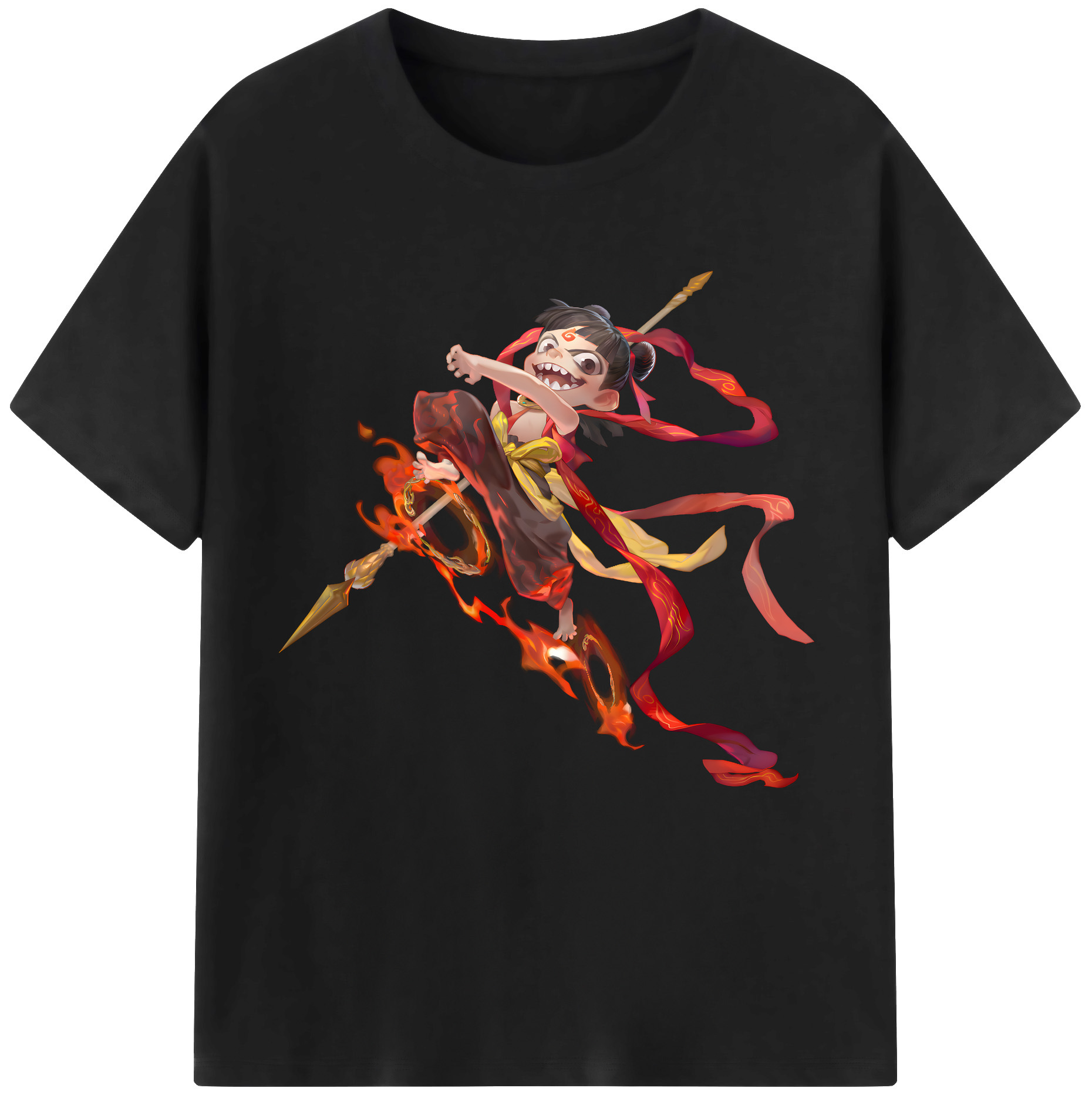 （画像用） Ne Zha 2 ナタ 魔童の大暴れ 綿100％半袖Tシャツ（フロントプリント）