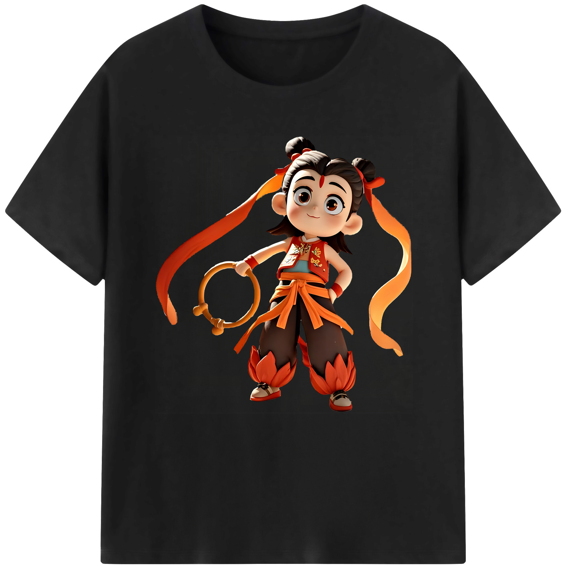 （画像用） Ne Zha 2 ナタ 魔童の大暴れ 綿100％半袖Tシャツ（フロントプリント）