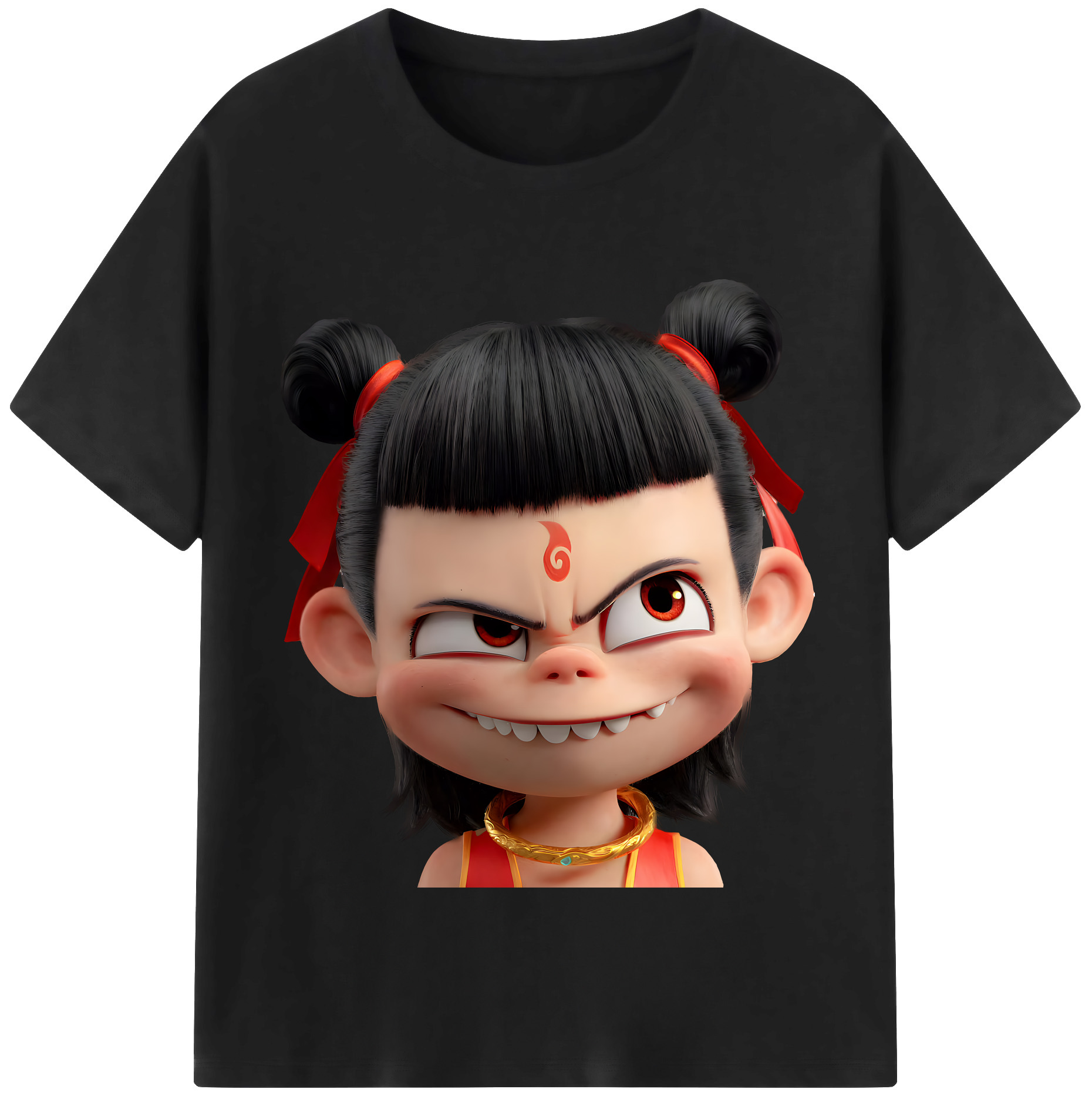 （画像用） Ne Zha 2 ナタ 魔童の大暴れ 綿100％半袖Tシャツ（フロントプリント）