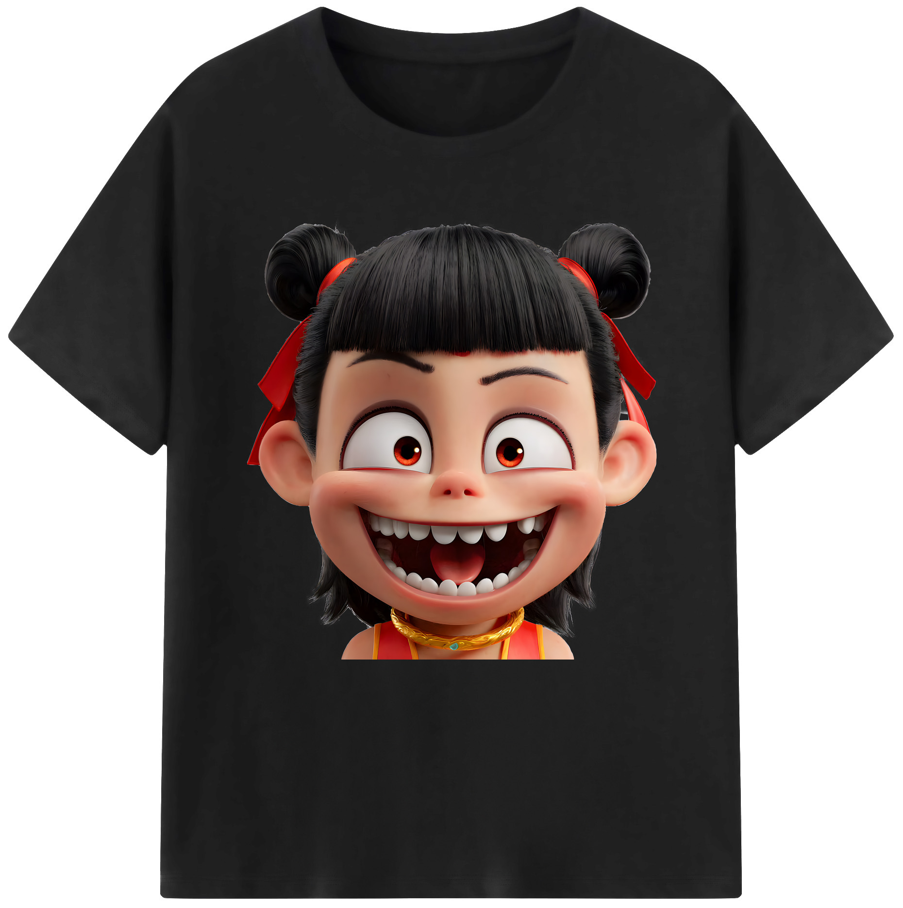 （画像用） Ne Zha 2 ナタ 魔童の大暴れ 綿100％半袖Tシャツ（フロントプリント）