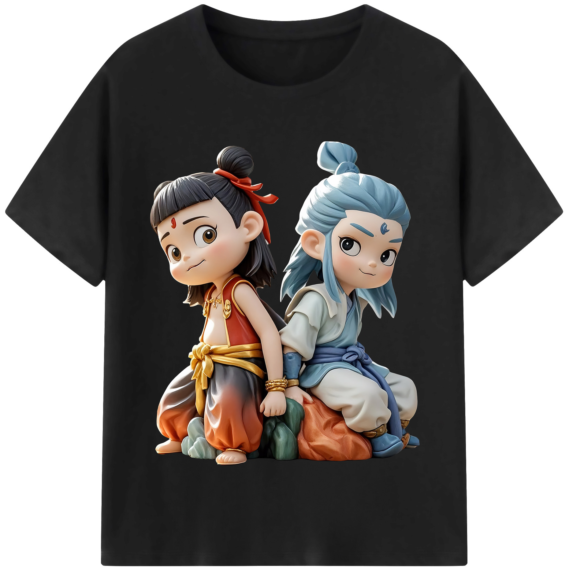 （画像用） Ne Zha 2 ナタ 魔童の大暴れ 綿100％半袖Tシャツ（フロントプリント）