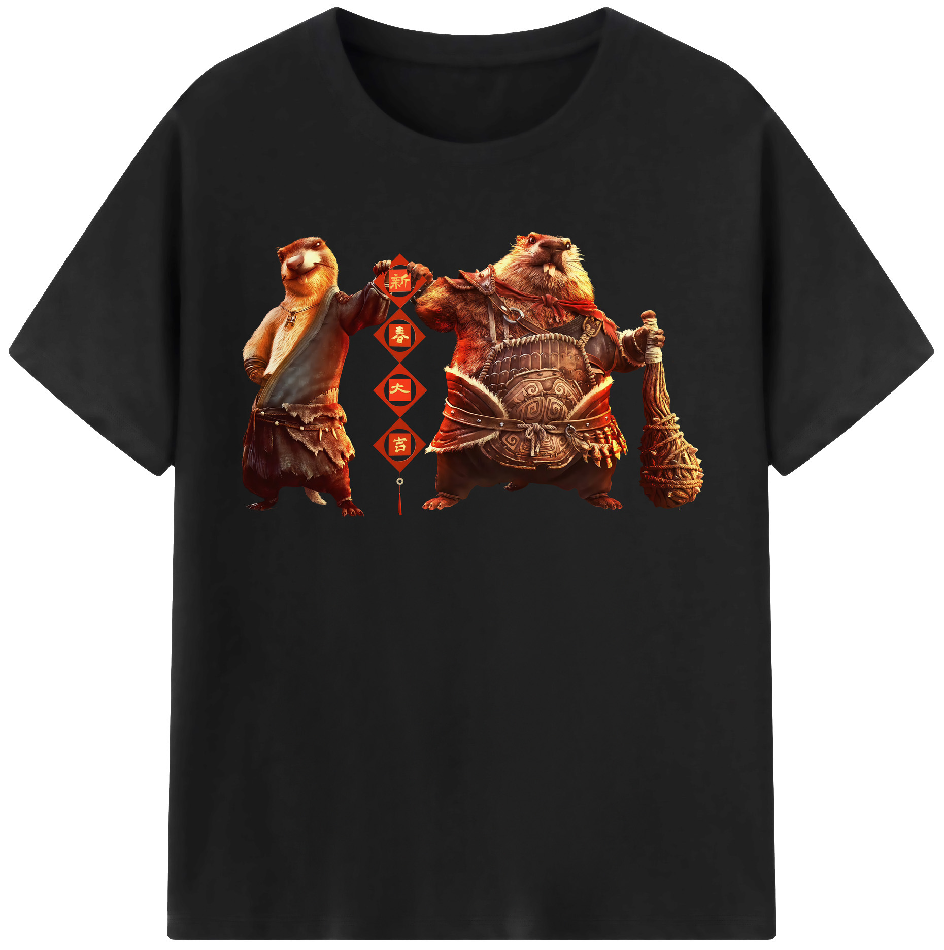 （画像用） Ne Zha 2 ナタ 魔童の大暴れ 綿100％半袖Tシャツ（フロントプリント）