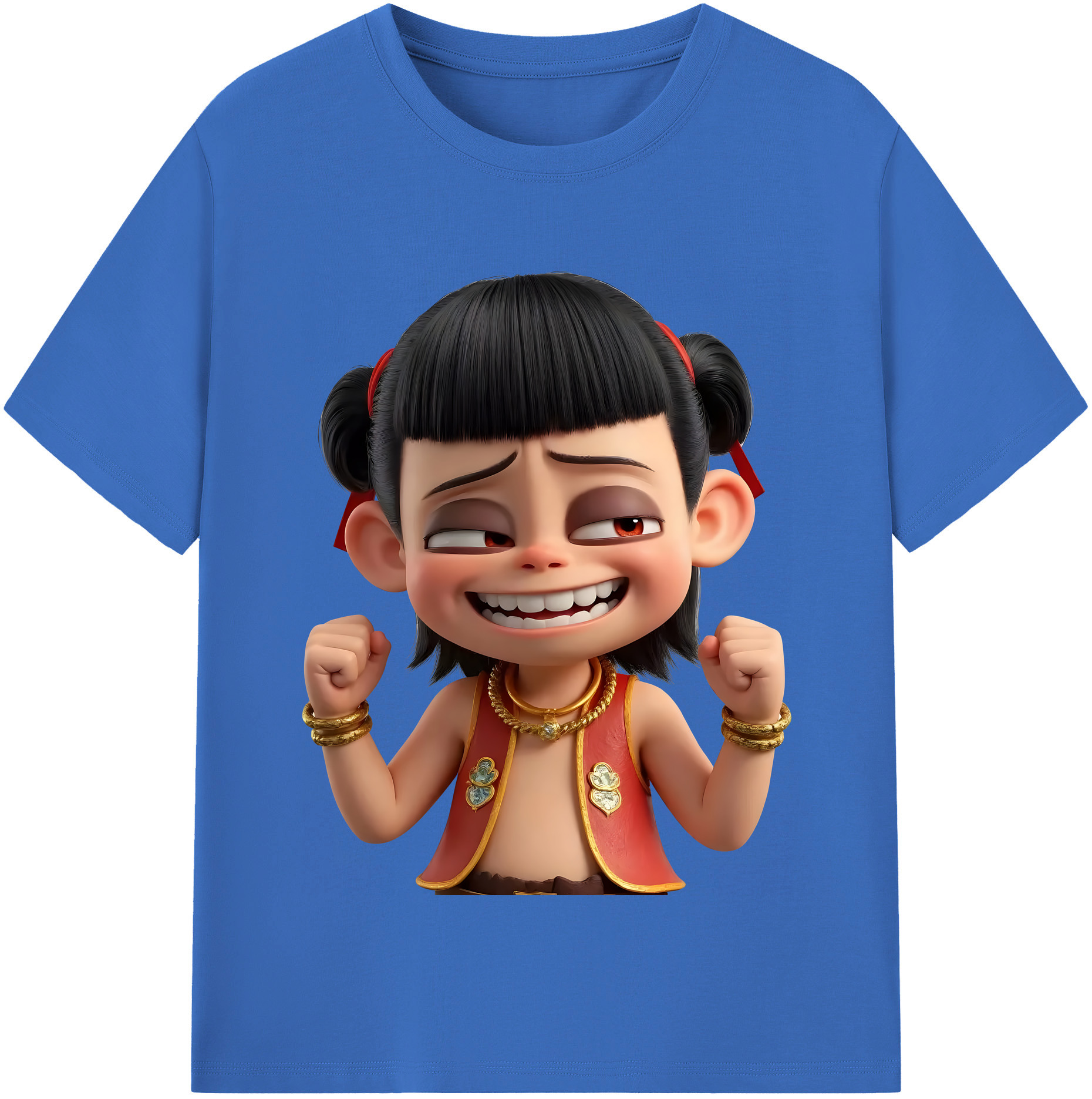 （画像用） Ne Zha 2 ナタ 魔童の大暴れ 綿100％半袖Tシャツ（フロントプリント）