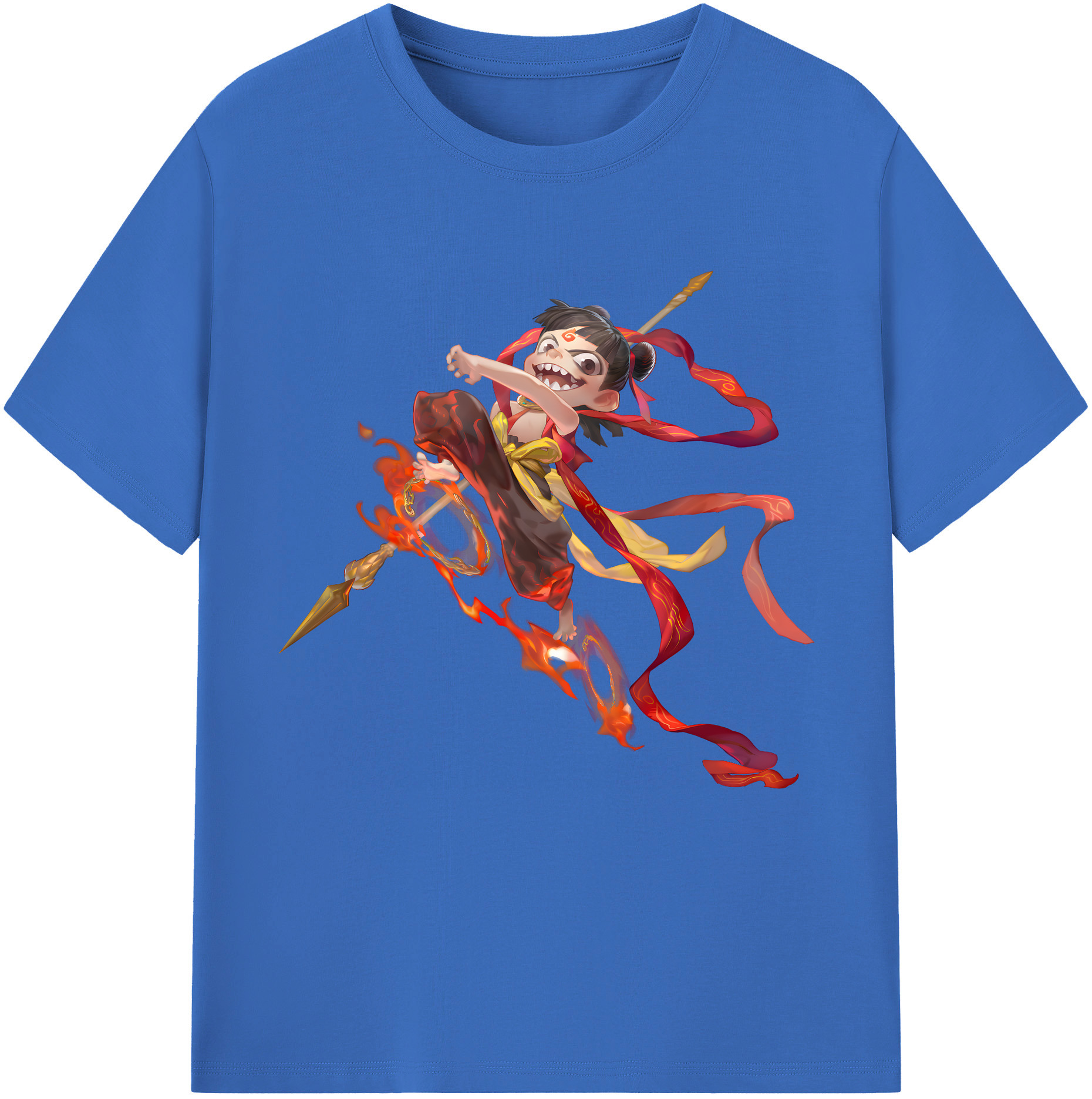 （画像用） Ne Zha 2 ナタ 魔童の大暴れ 綿100％半袖Tシャツ（フロントプリント）