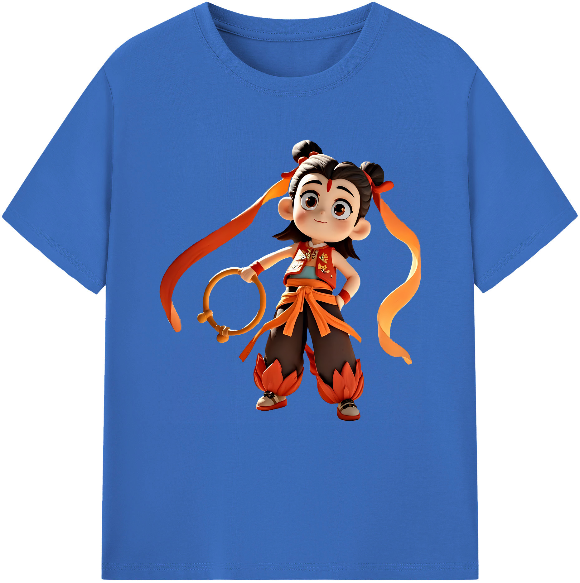 （画像用） Ne Zha 2 ナタ 魔童の大暴れ 綿100％半袖Tシャツ（フロントプリント）