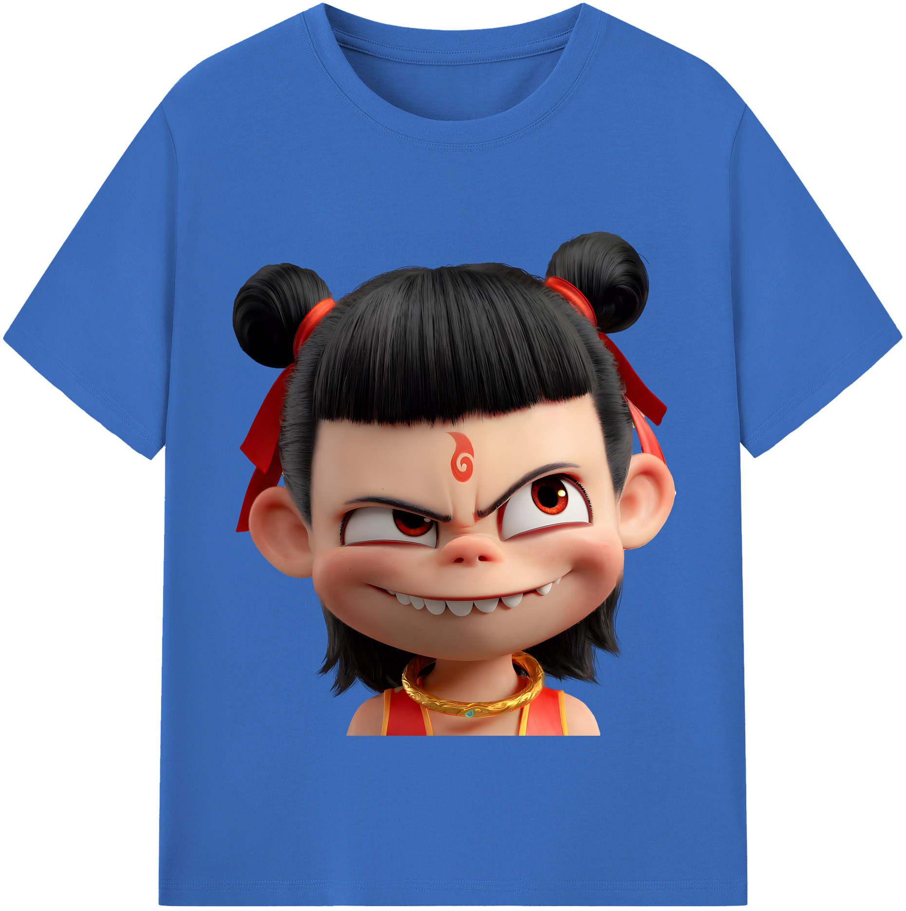 （画像用） Ne Zha 2 ナタ 魔童の大暴れ 綿100％半袖Tシャツ（フロントプリント）