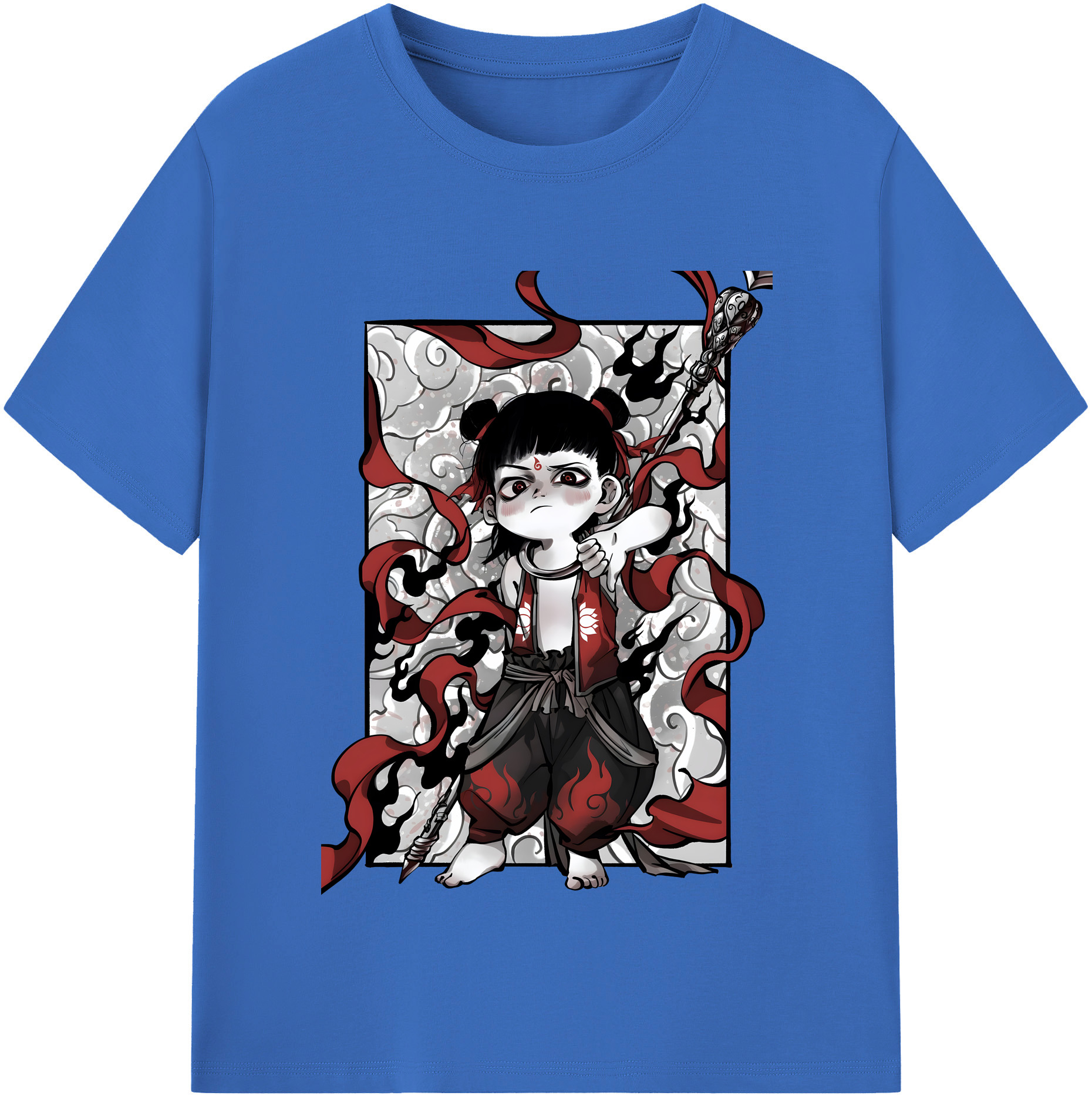 （画像用） Ne Zha 2 ナタ 魔童の大暴れ 綿100％半袖Tシャツ（フロントプリント）