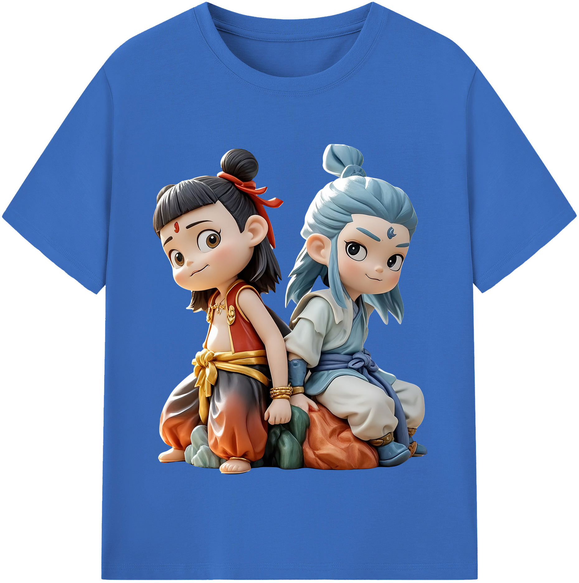 （画像用） Ne Zha 2 ナタ 魔童の大暴れ 綿100％半袖Tシャツ（フロントプリント）