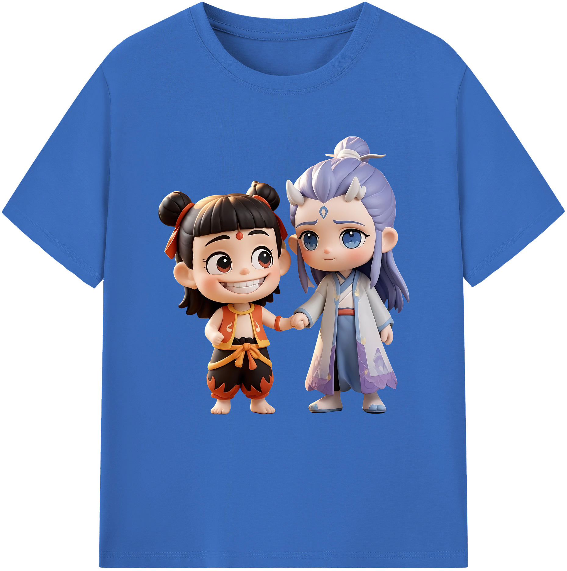 （画像用） Ne Zha 2 ナタ 魔童の大暴れ 綿100％半袖Tシャツ（フロントプリント）
