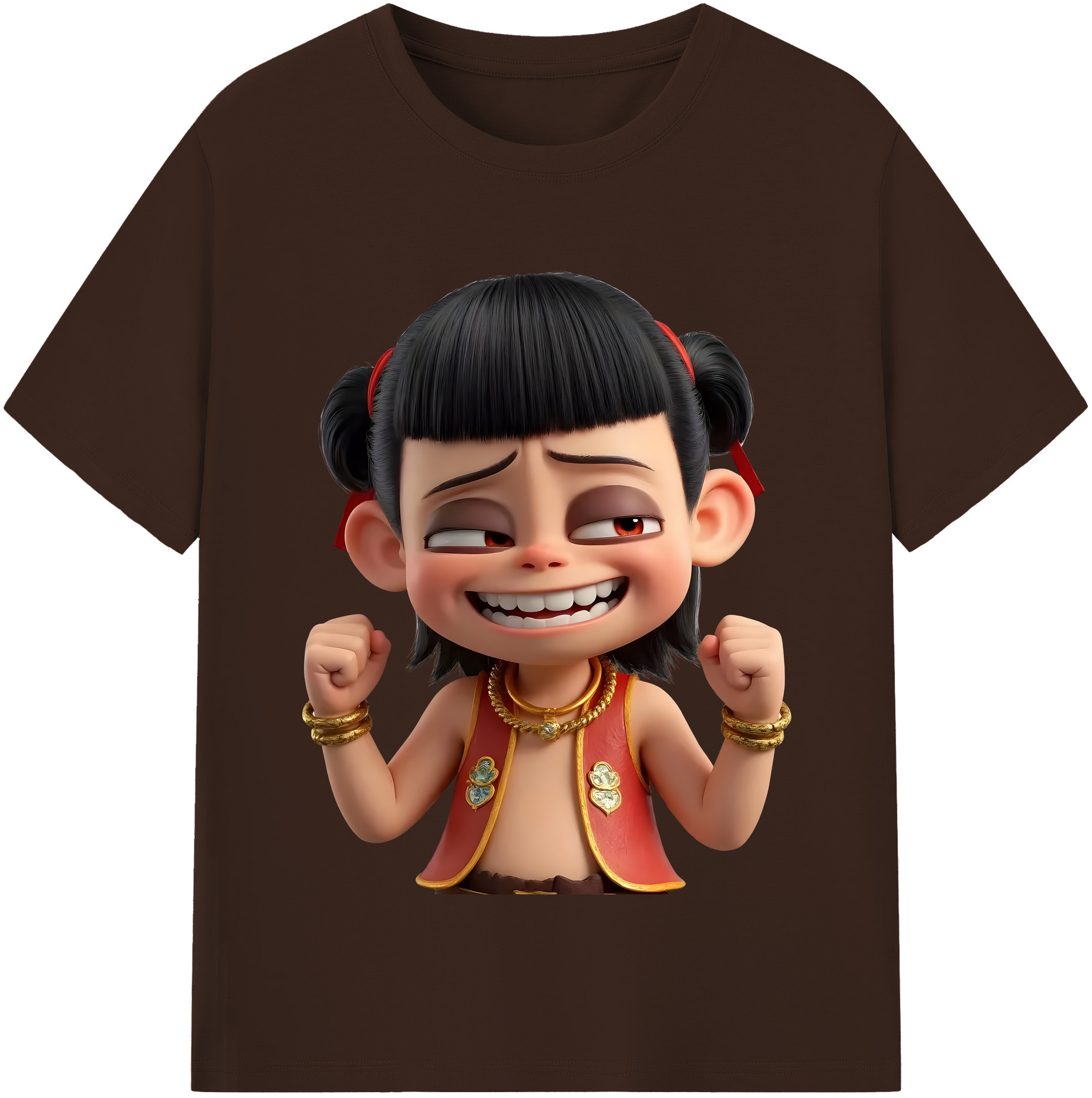 （画像用） Ne Zha 2 ナタ 魔童の大暴れ 綿100％半袖Tシャツ（フロントプリント）