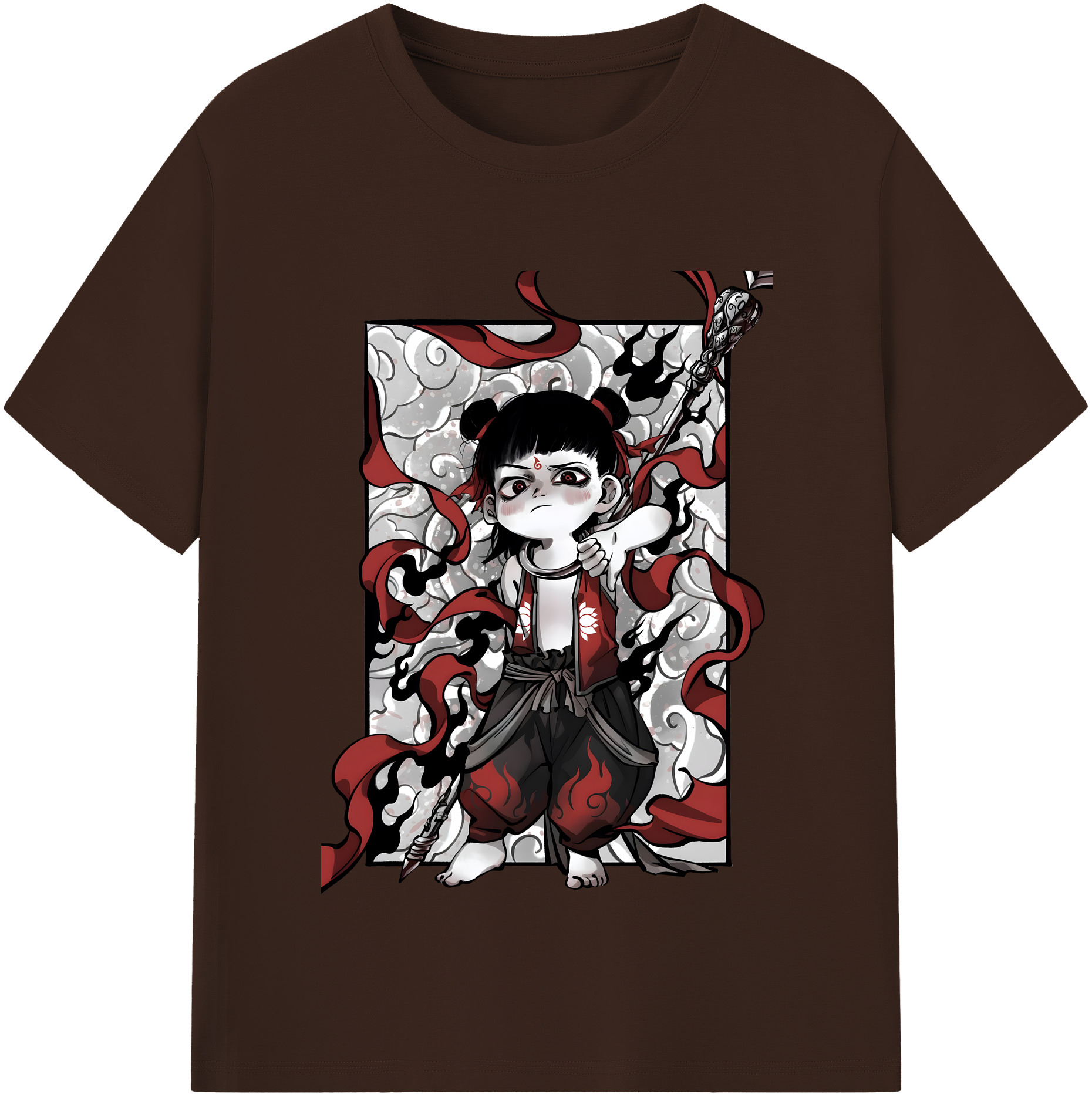 （画像用） Ne Zha 2 ナタ 魔童の大暴れ 綿100％半袖Tシャツ（フロントプリント）