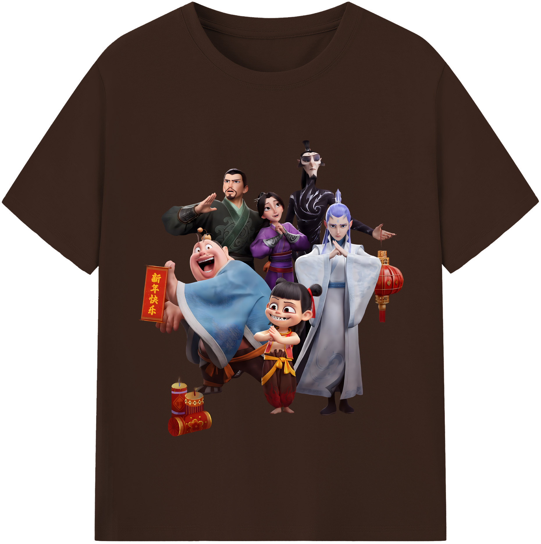 （画像用） Ne Zha 2 ナタ 魔童の大暴れ 綿100％半袖Tシャツ（フロントプリント）