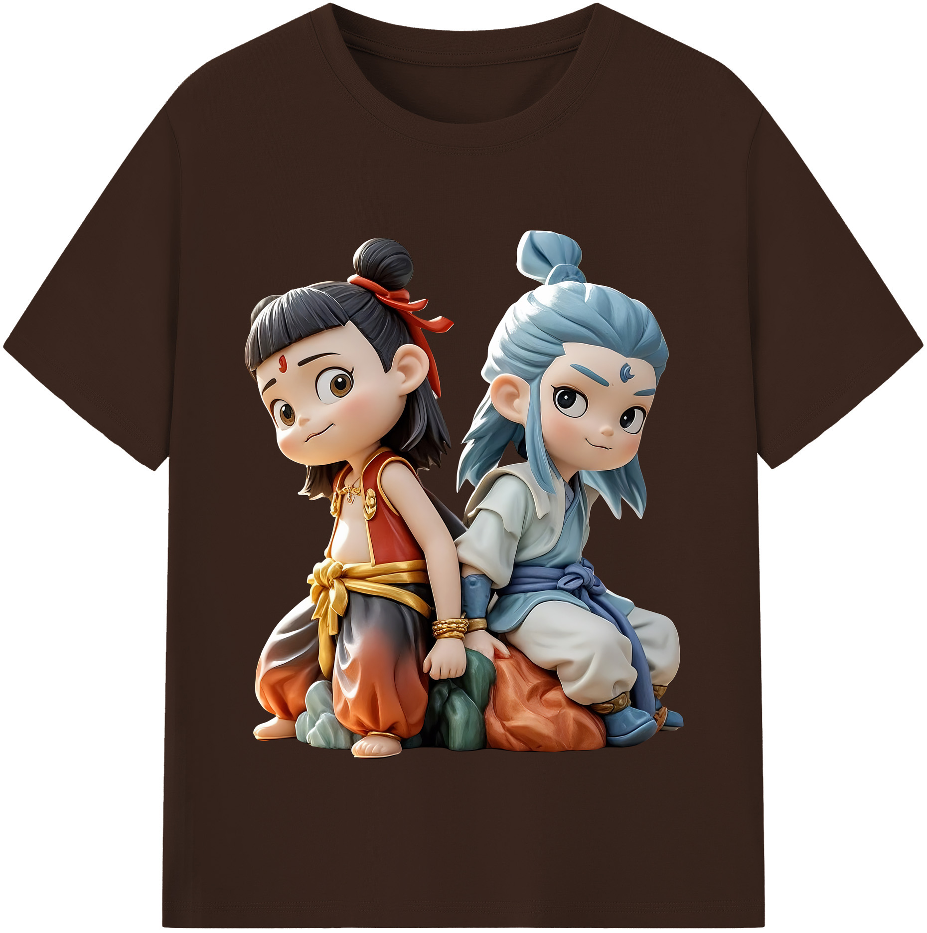 （画像用） Ne Zha 2 ナタ 魔童の大暴れ 綿100％半袖Tシャツ（フロントプリント）