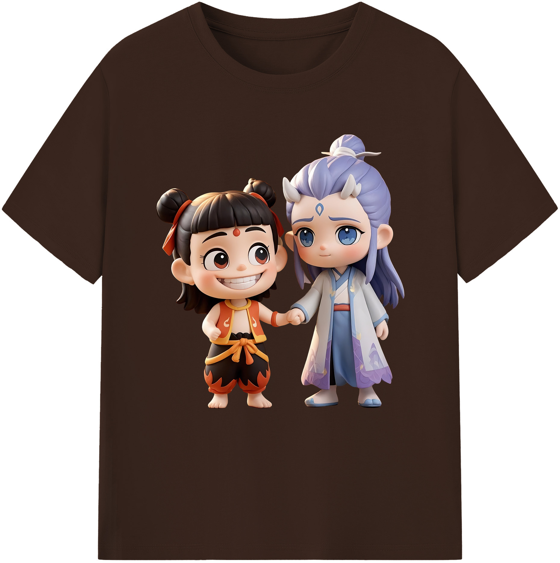 （画像用） Ne Zha 2 ナタ 魔童の大暴れ 綿100％半袖Tシャツ（フロントプリント）