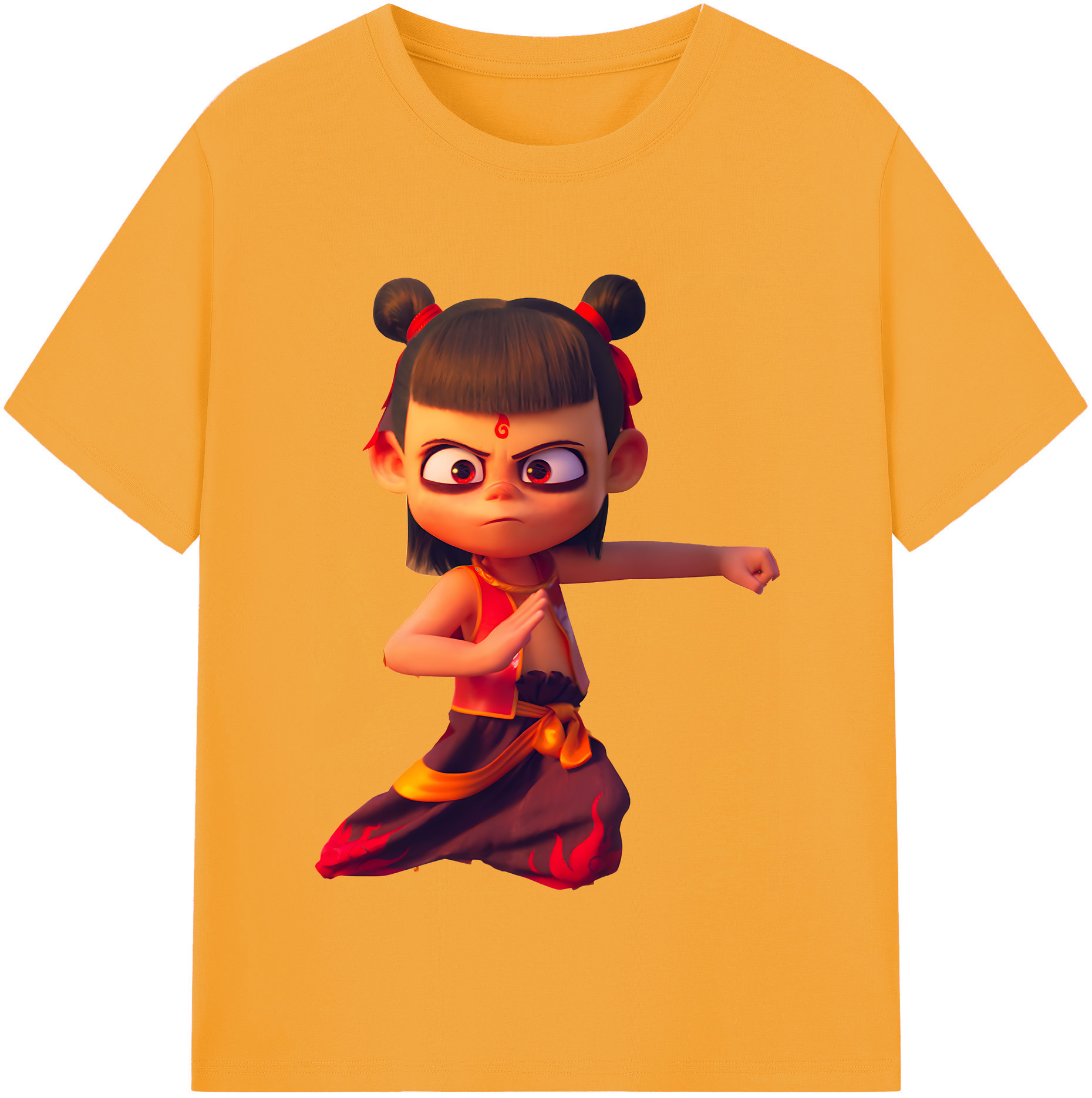 （画像用） Ne Zha 2 ナタ 魔童の大暴れ 綿100％半袖Tシャツ（フロントプリント）