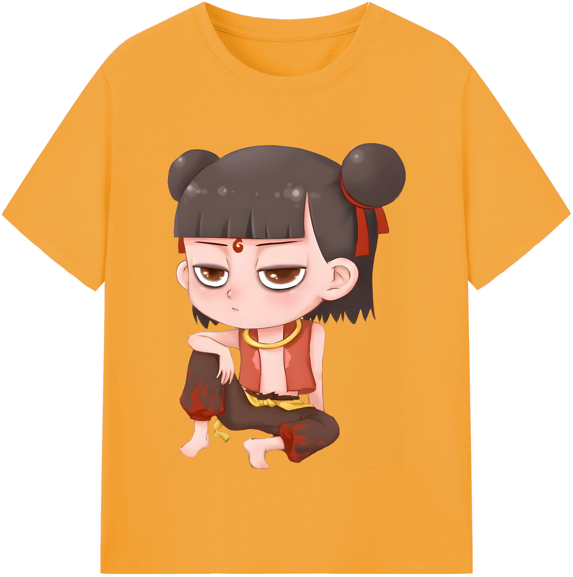 （画像用） Ne Zha 2 ナタ 魔童の大暴れ 綿100％半袖Tシャツ（フロントプリント）