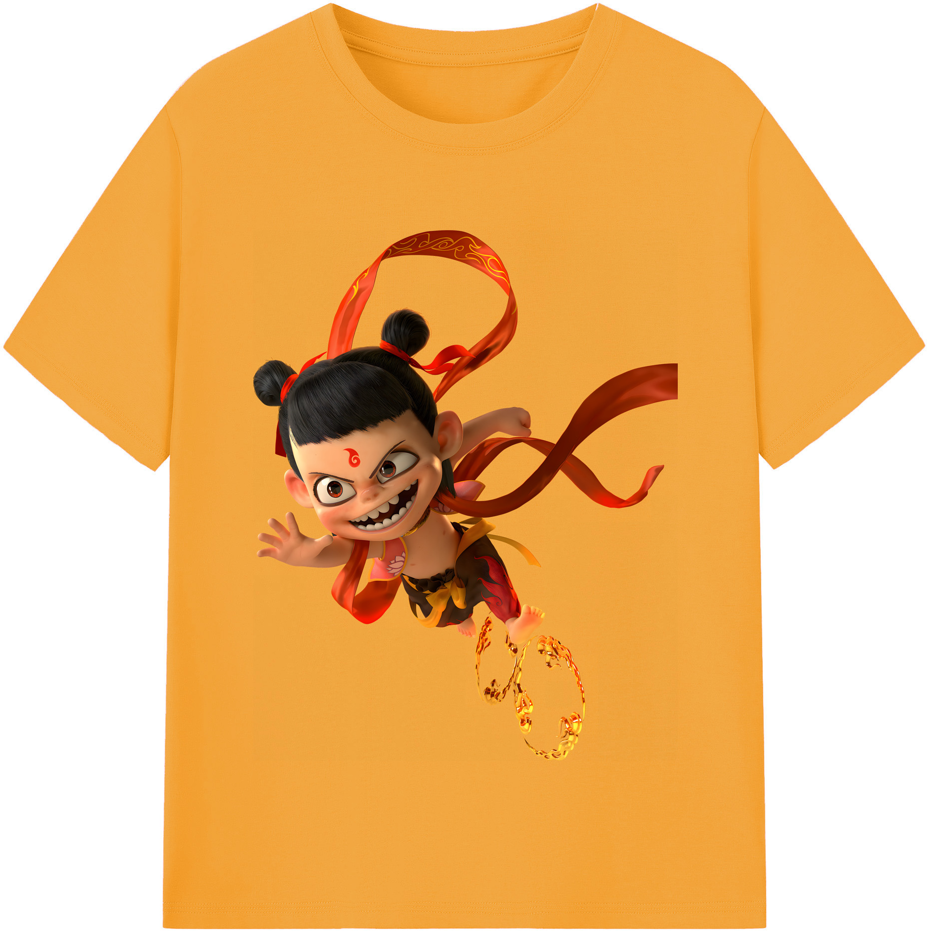 （画像用） Ne Zha 2 ナタ 魔童の大暴れ 綿100％半袖Tシャツ（フロントプリント）