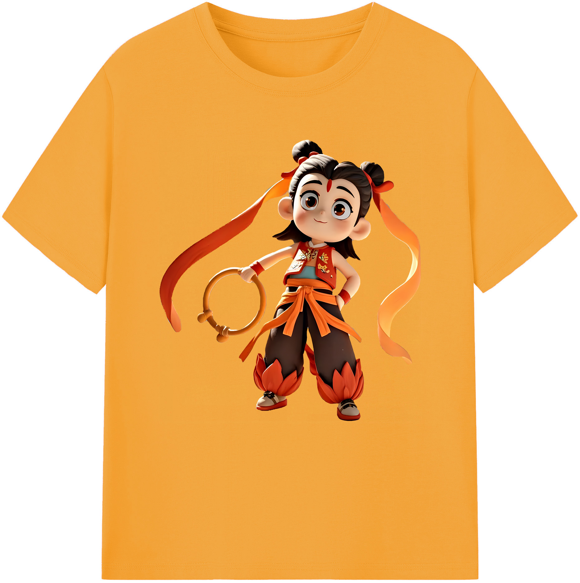 （画像用） Ne Zha 2 ナタ 魔童の大暴れ 綿100％半袖Tシャツ（フロントプリント）