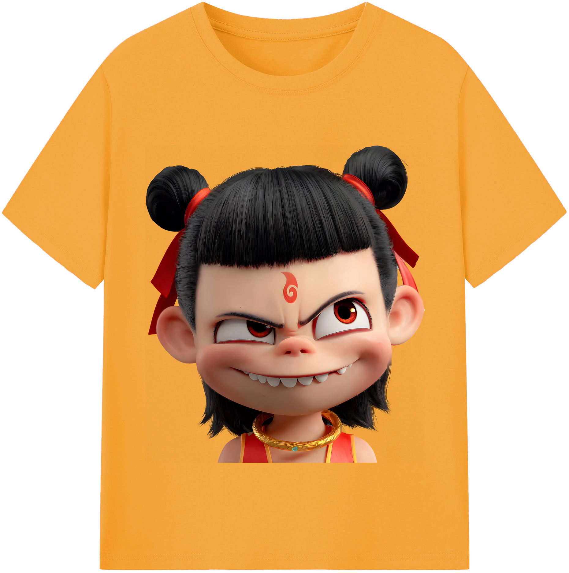 （画像用） Ne Zha 2 ナタ 魔童の大暴れ 綿100％半袖Tシャツ（フロントプリント）