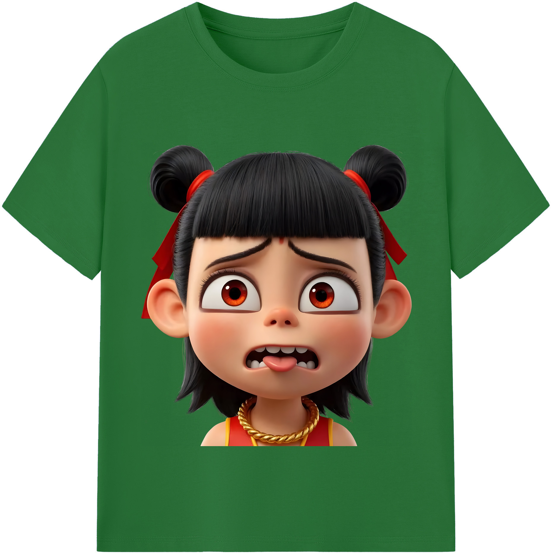 （画像用） Ne Zha 2 ナタ 魔童の大暴れ 綿100％半袖Tシャツ（フロントプリント）