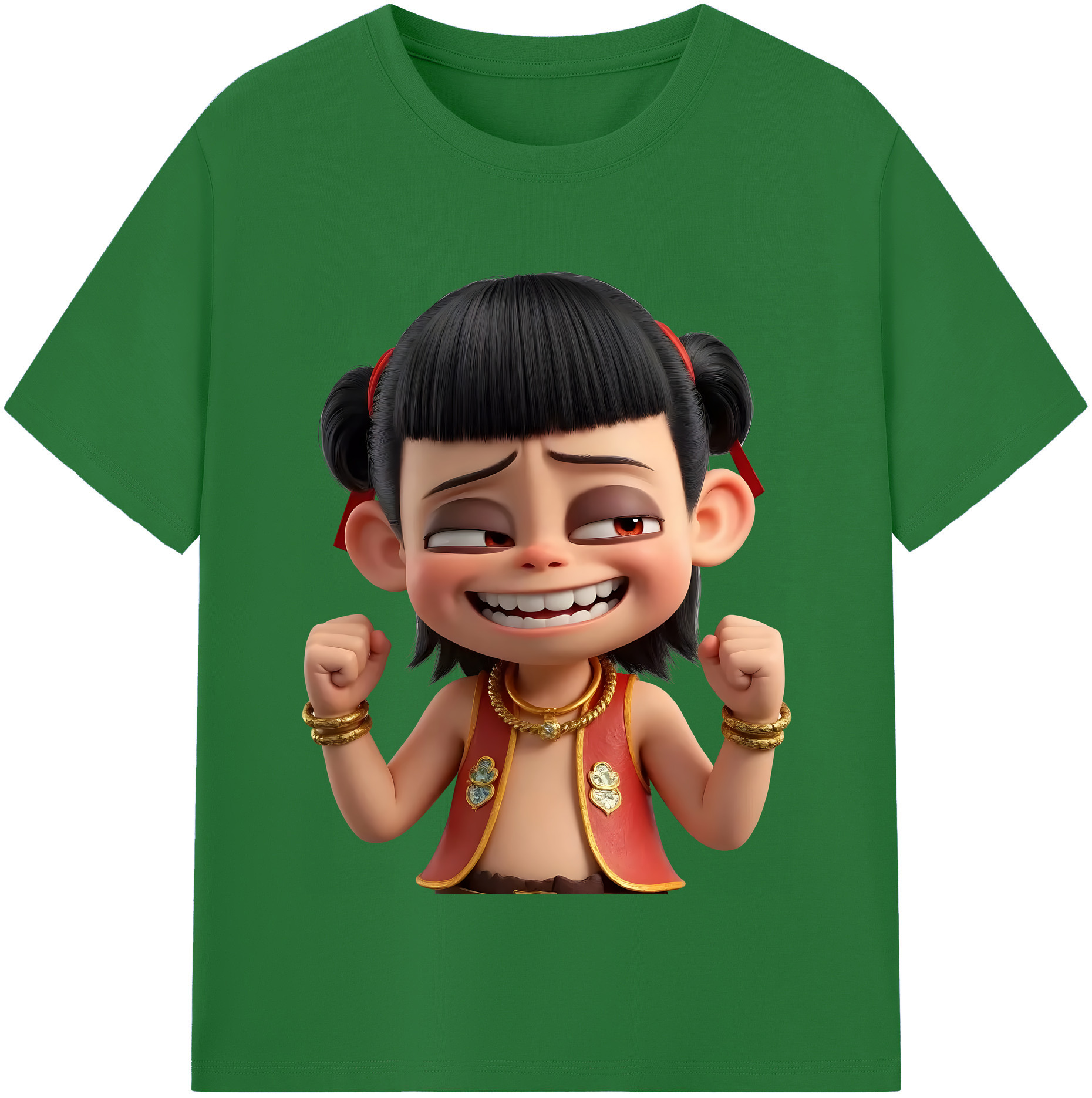 （画像用） Ne Zha 2 ナタ 魔童の大暴れ 綿100％半袖Tシャツ（フロントプリント）