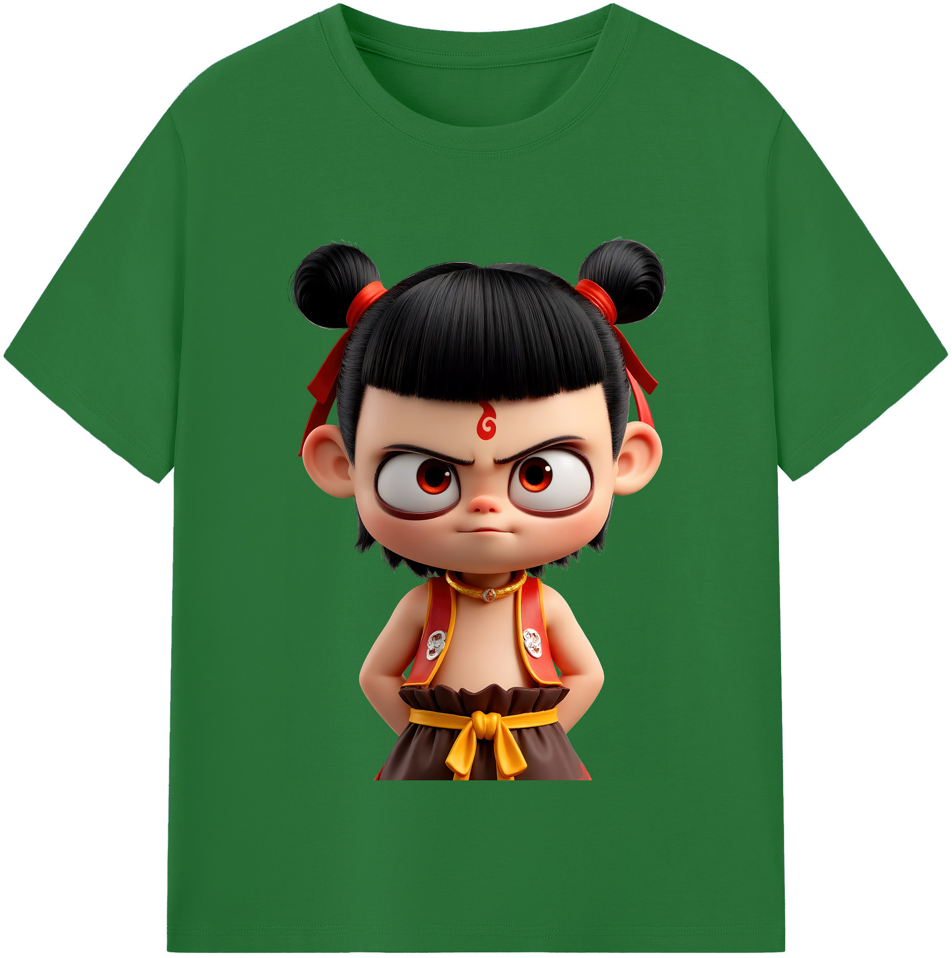 （画像用） Ne Zha 2 ナタ 魔童の大暴れ 綿100％半袖Tシャツ（フロントプリント）