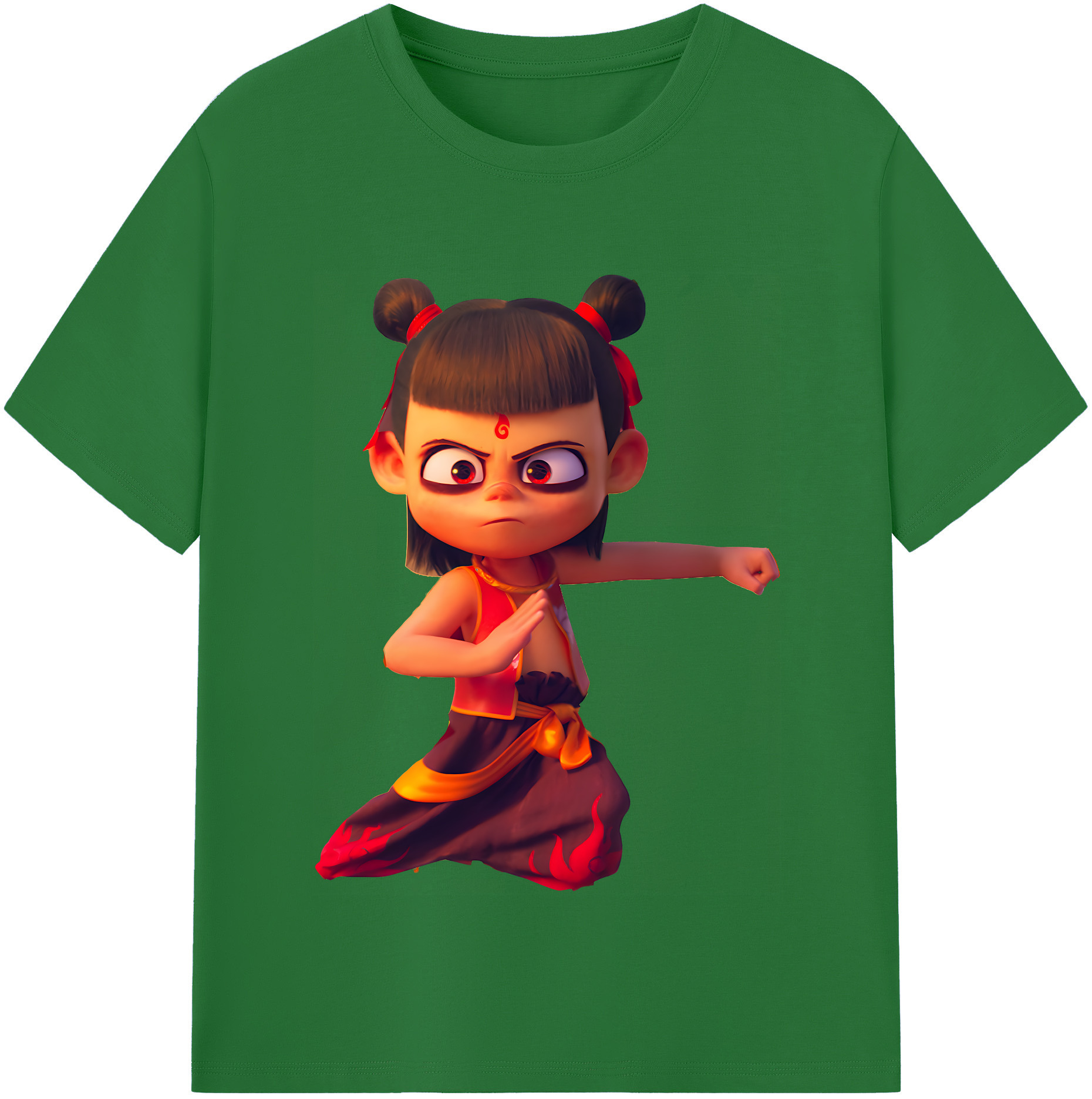 （画像用） Ne Zha 2 ナタ 魔童の大暴れ 綿100％半袖Tシャツ（フロントプリント）