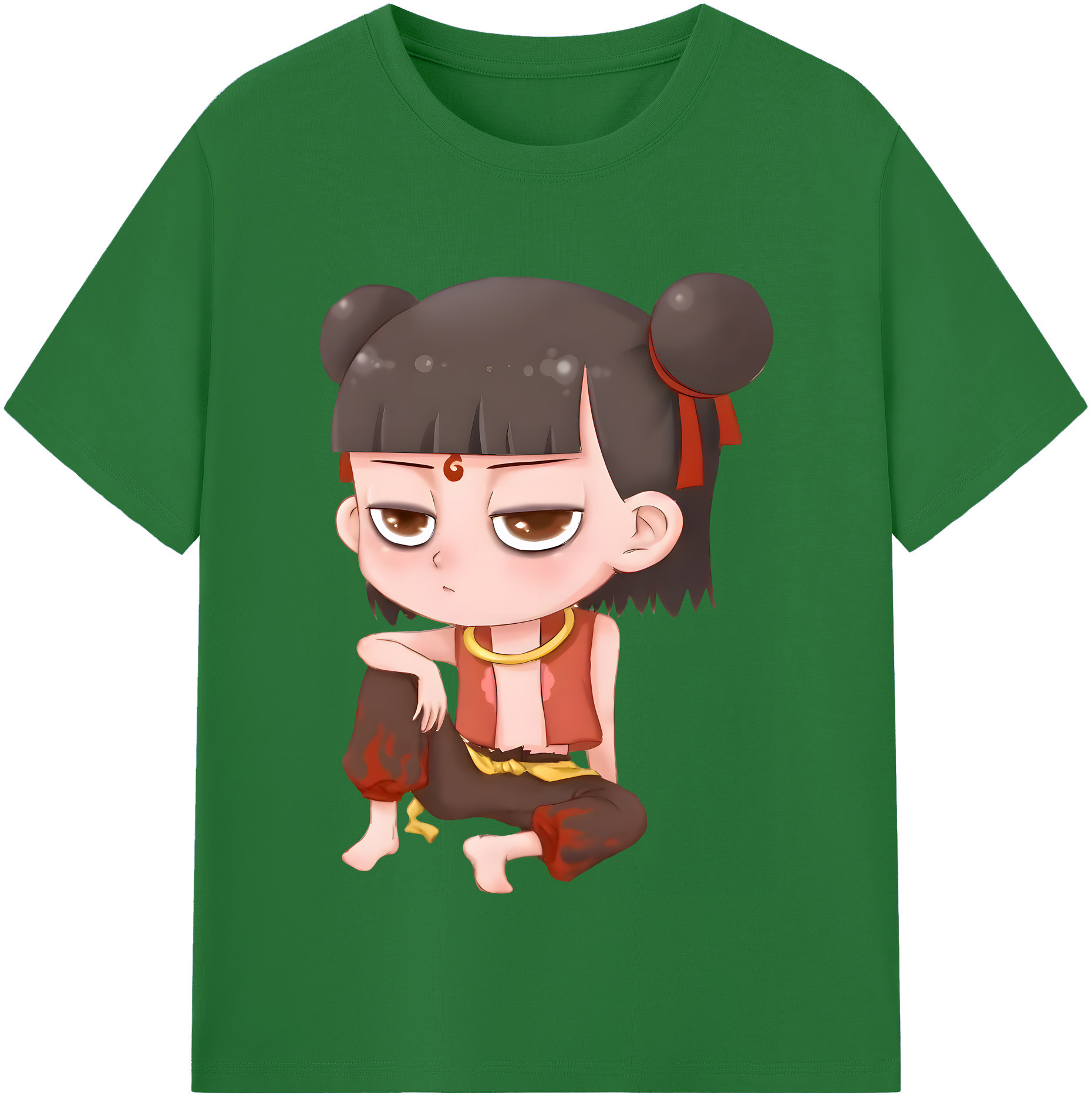 （画像用） Ne Zha 2 ナタ 魔童の大暴れ 綿100％半袖Tシャツ（フロントプリント）