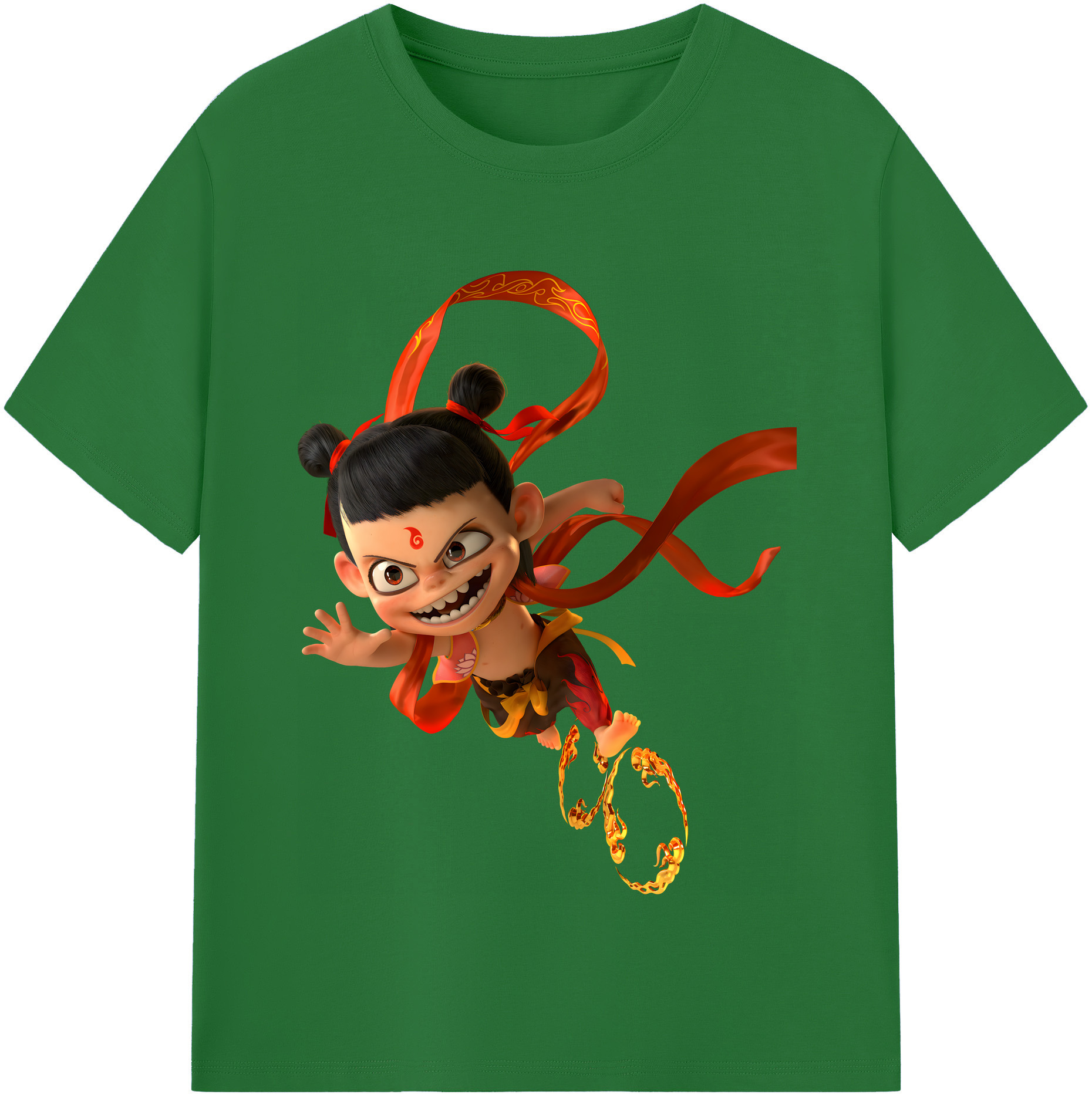 （画像用） Ne Zha 2 ナタ 魔童の大暴れ 綿100％半袖Tシャツ（フロントプリント）