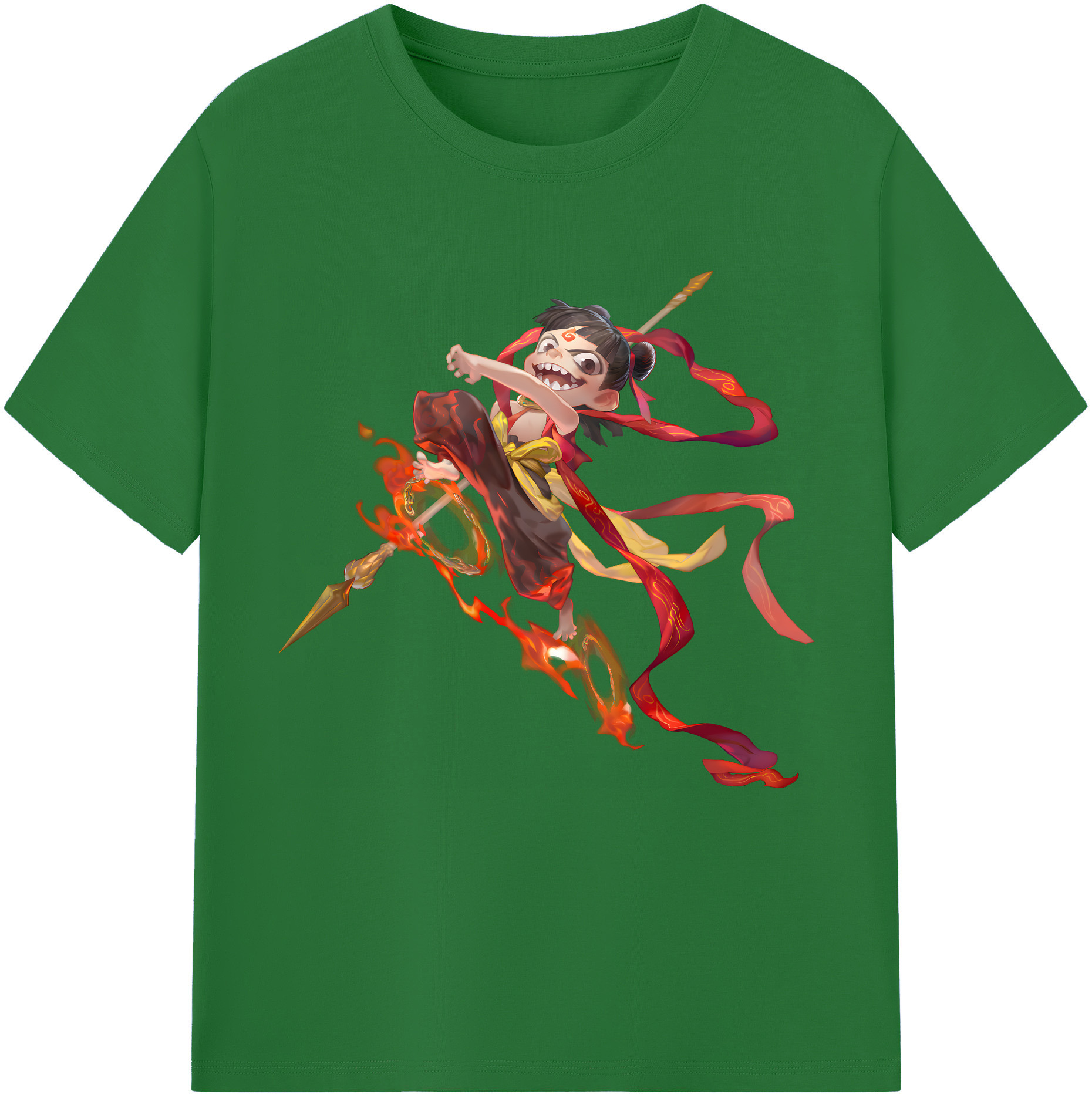 （画像用） Ne Zha 2 ナタ 魔童の大暴れ 綿100％半袖Tシャツ（フロントプリント）