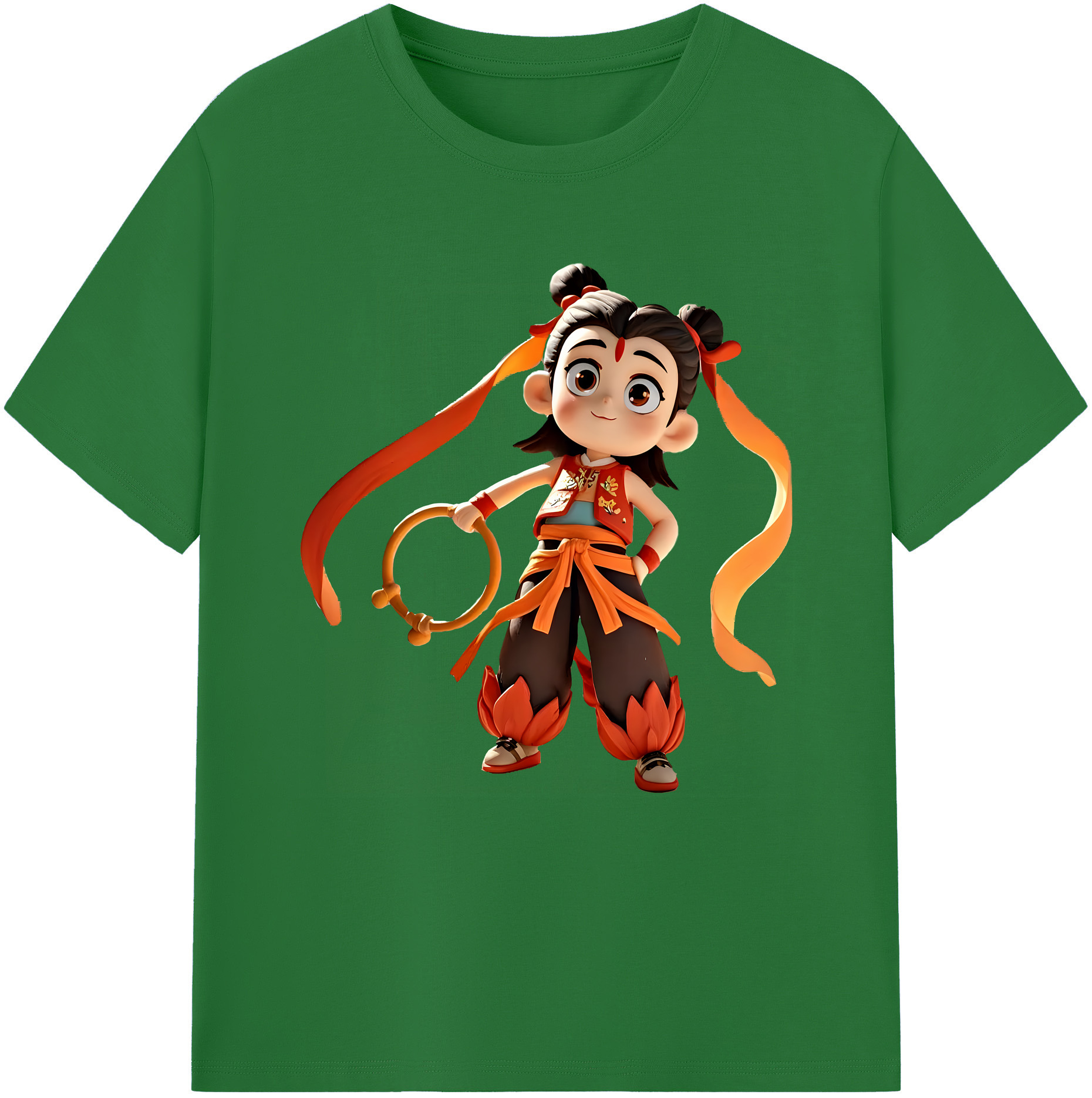 （画像用） Ne Zha 2 ナタ 魔童の大暴れ 綿100％半袖Tシャツ（フロントプリント）