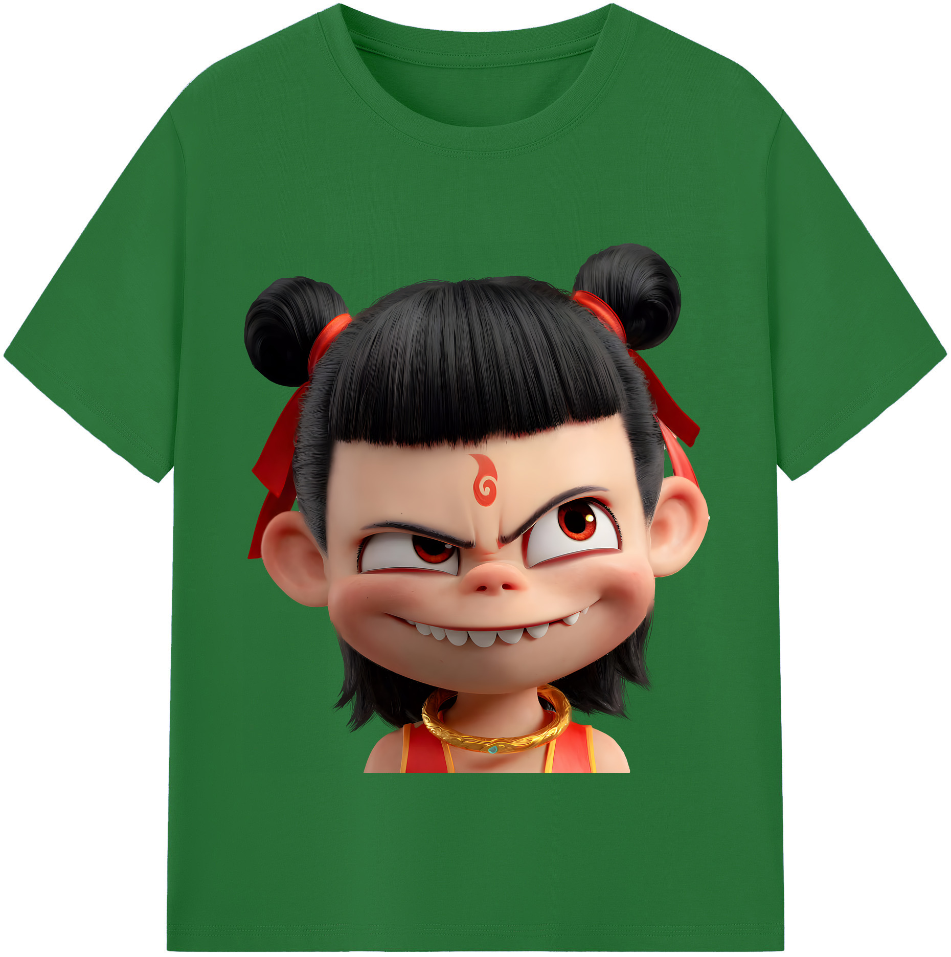 （画像用） Ne Zha 2 ナタ 魔童の大暴れ 綿100％半袖Tシャツ（フロントプリント）