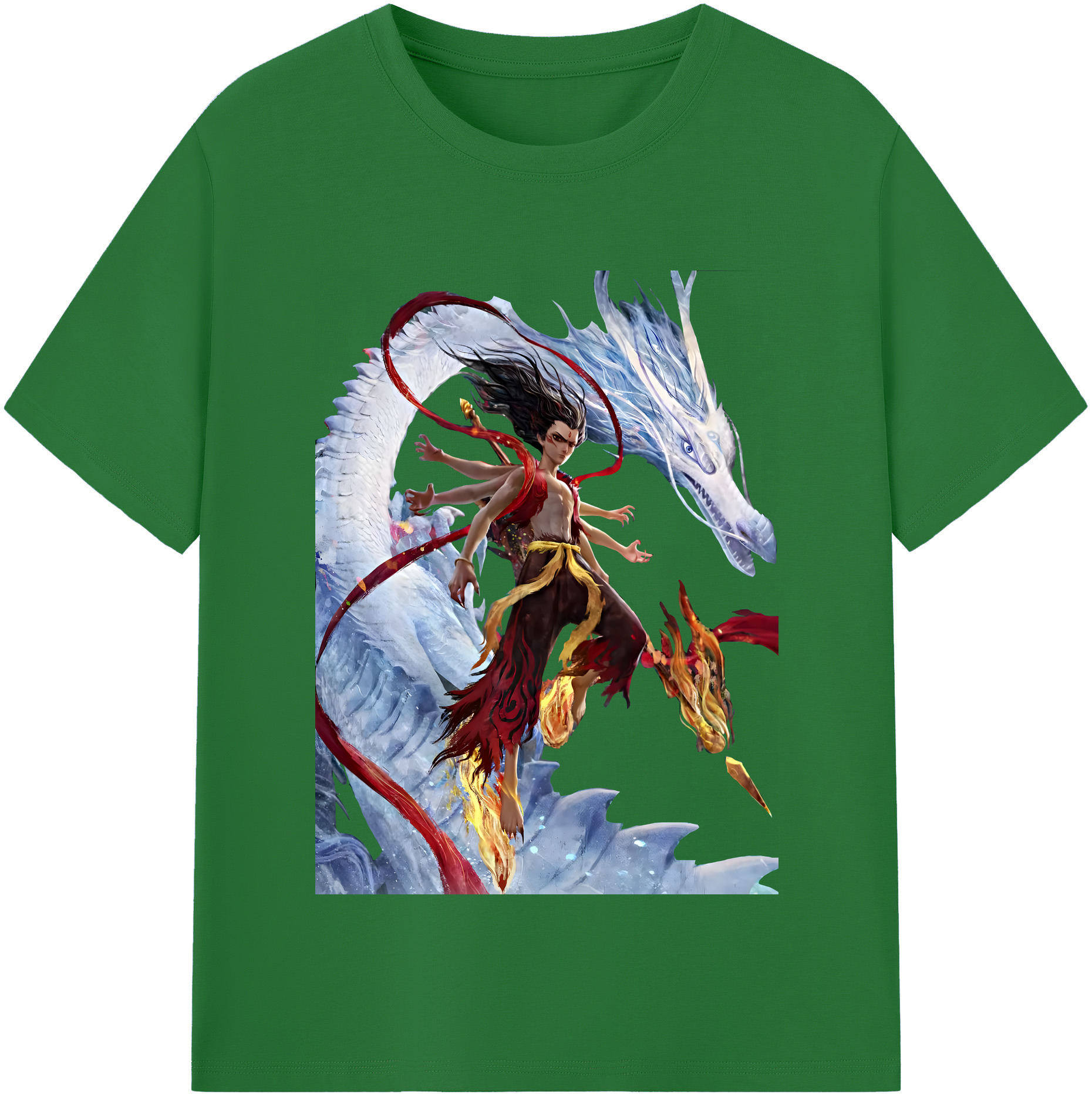 （画像用） Ne Zha 2 ナタ 魔童の大暴れ 綿100％半袖Tシャツ（フロントプリント）