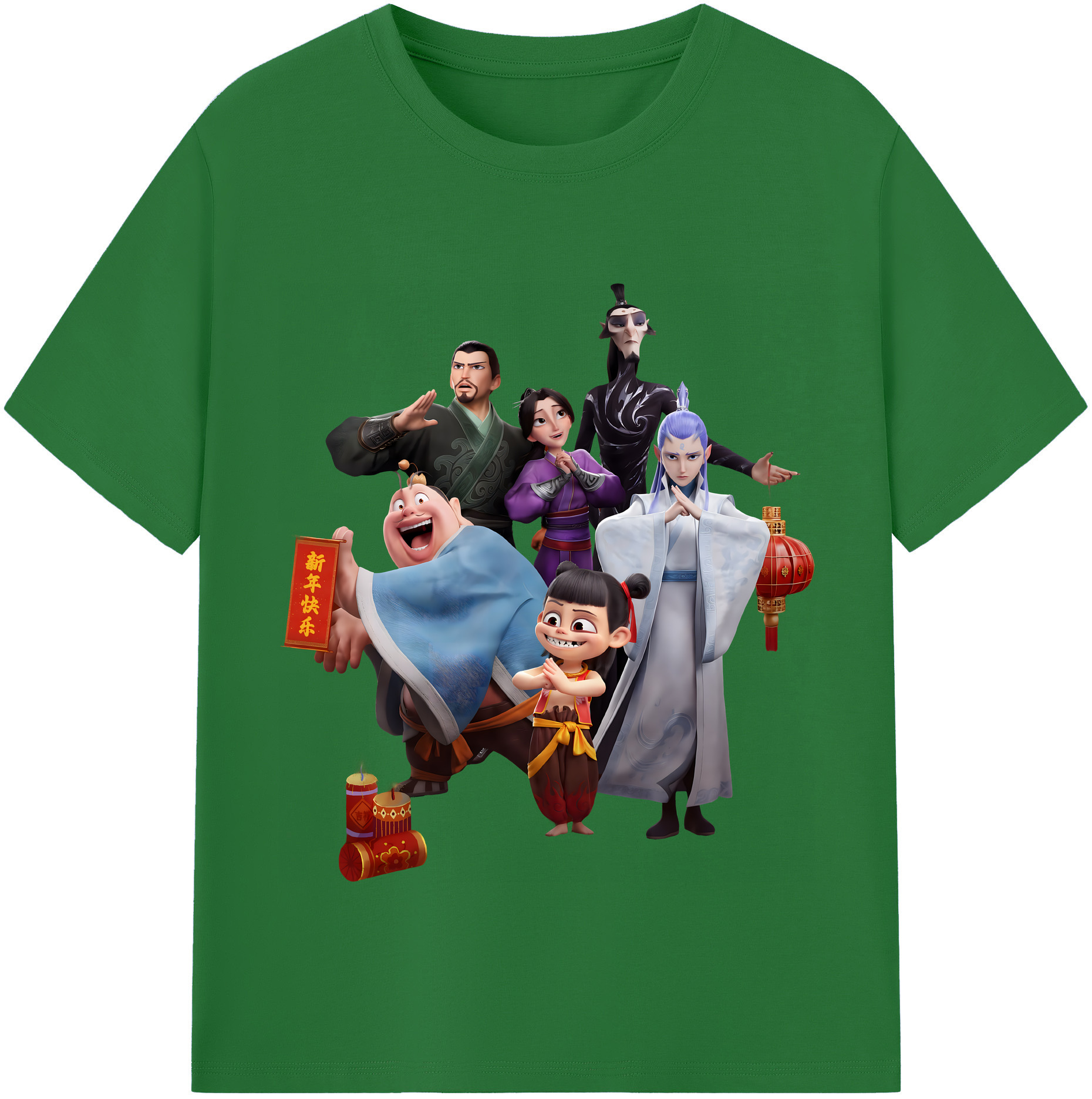 （画像用） Ne Zha 2 ナタ 魔童の大暴れ 綿100％半袖Tシャツ（フロントプリント）