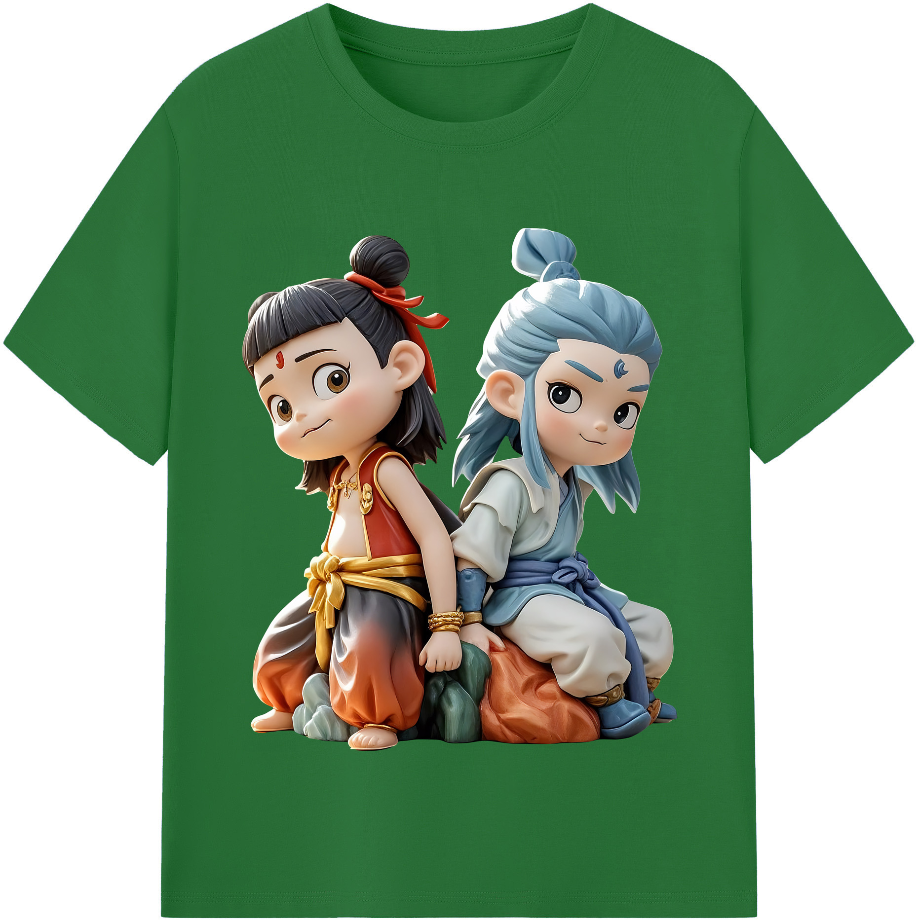 （画像用） Ne Zha 2 ナタ 魔童の大暴れ 綿100％半袖Tシャツ（フロントプリント）