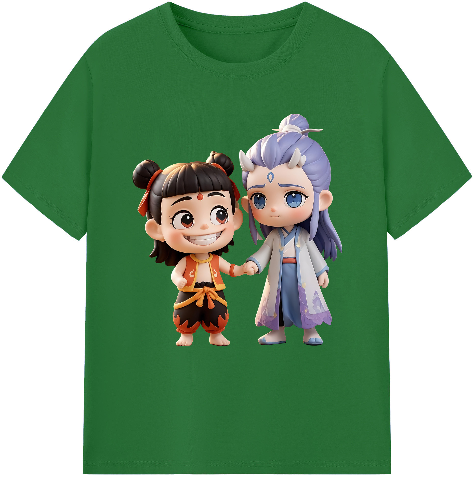 （画像用） Ne Zha 2 ナタ 魔童の大暴れ 綿100％半袖Tシャツ（フロントプリント）