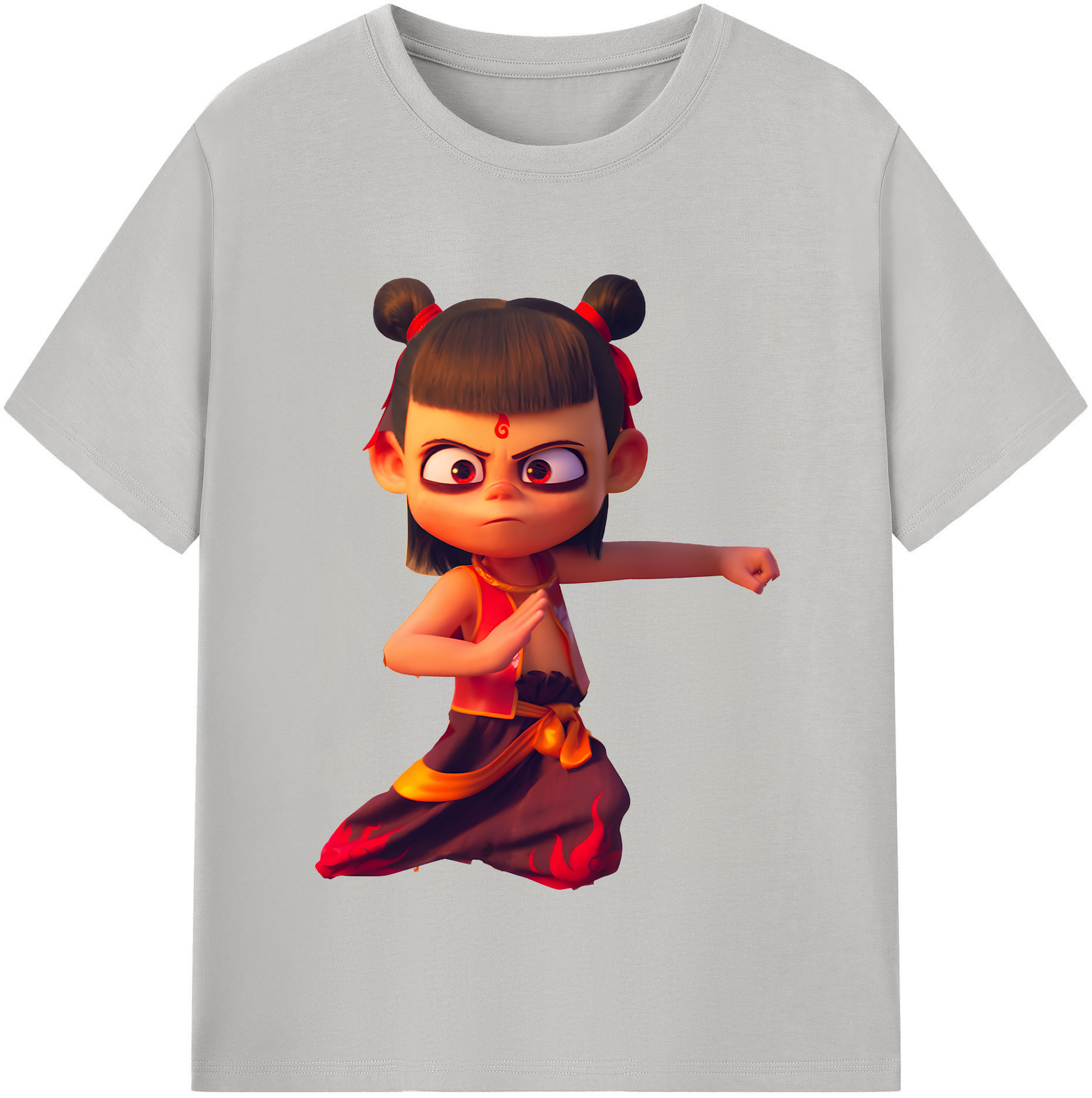 （画像用） Ne Zha 2 ナタ 魔童の大暴れ 綿100％半袖Tシャツ（フロントプリント）