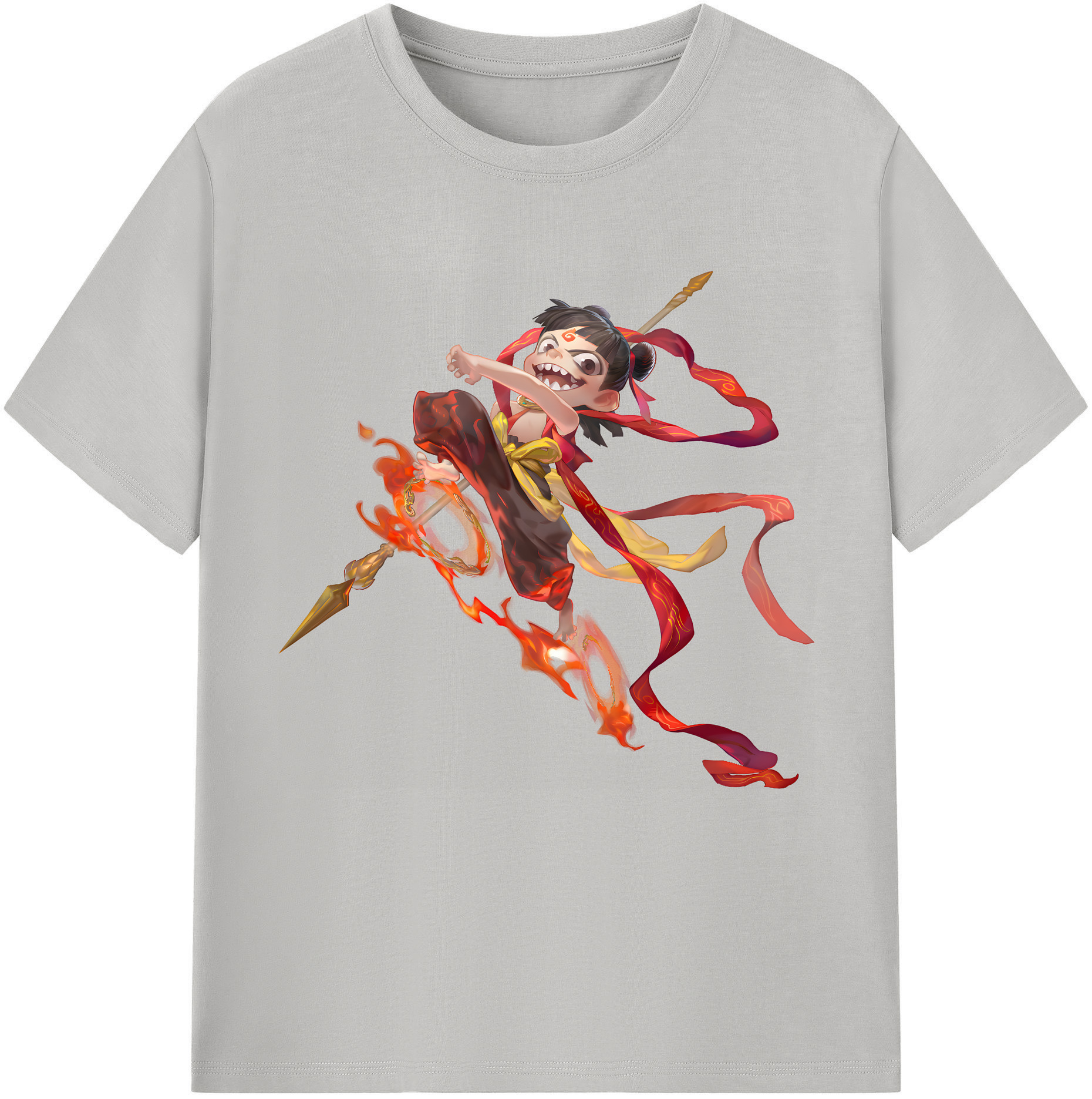 （画像用） Ne Zha 2 ナタ 魔童の大暴れ 綿100％半袖Tシャツ（フロントプリント）