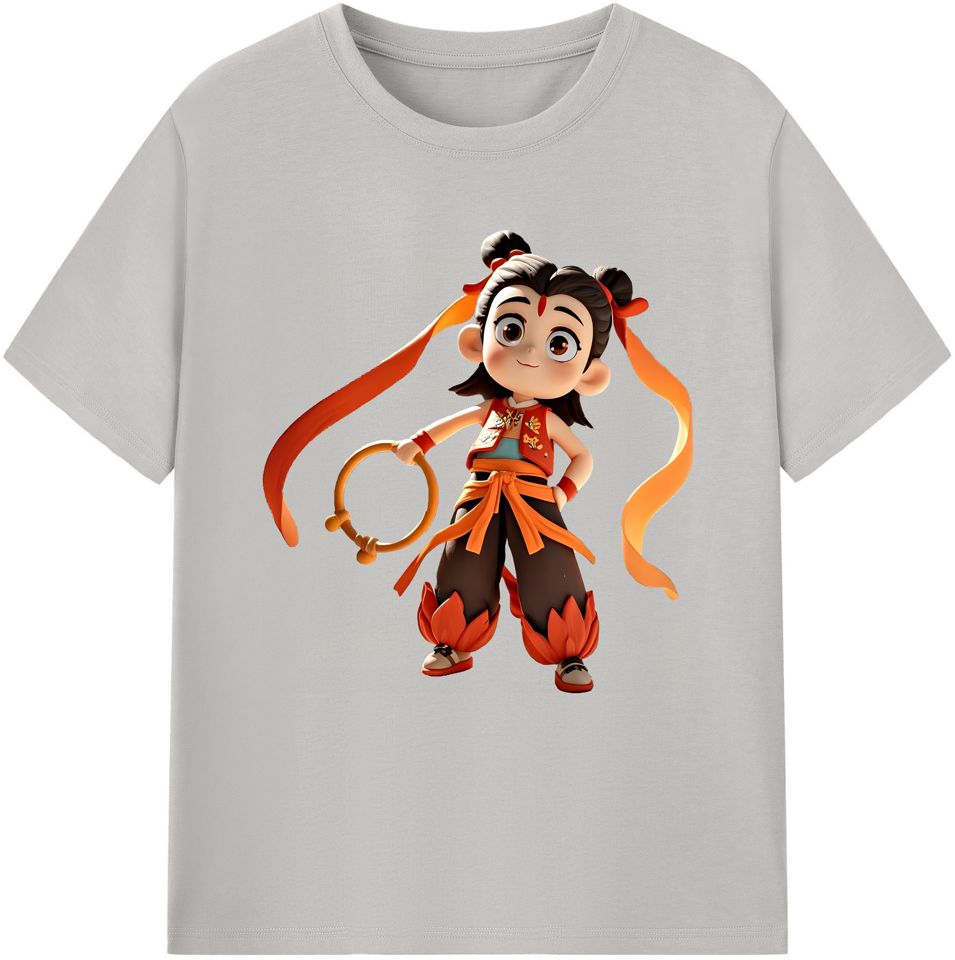 （画像用） Ne Zha 2 ナタ 魔童の大暴れ 綿100％半袖Tシャツ（フロントプリント）