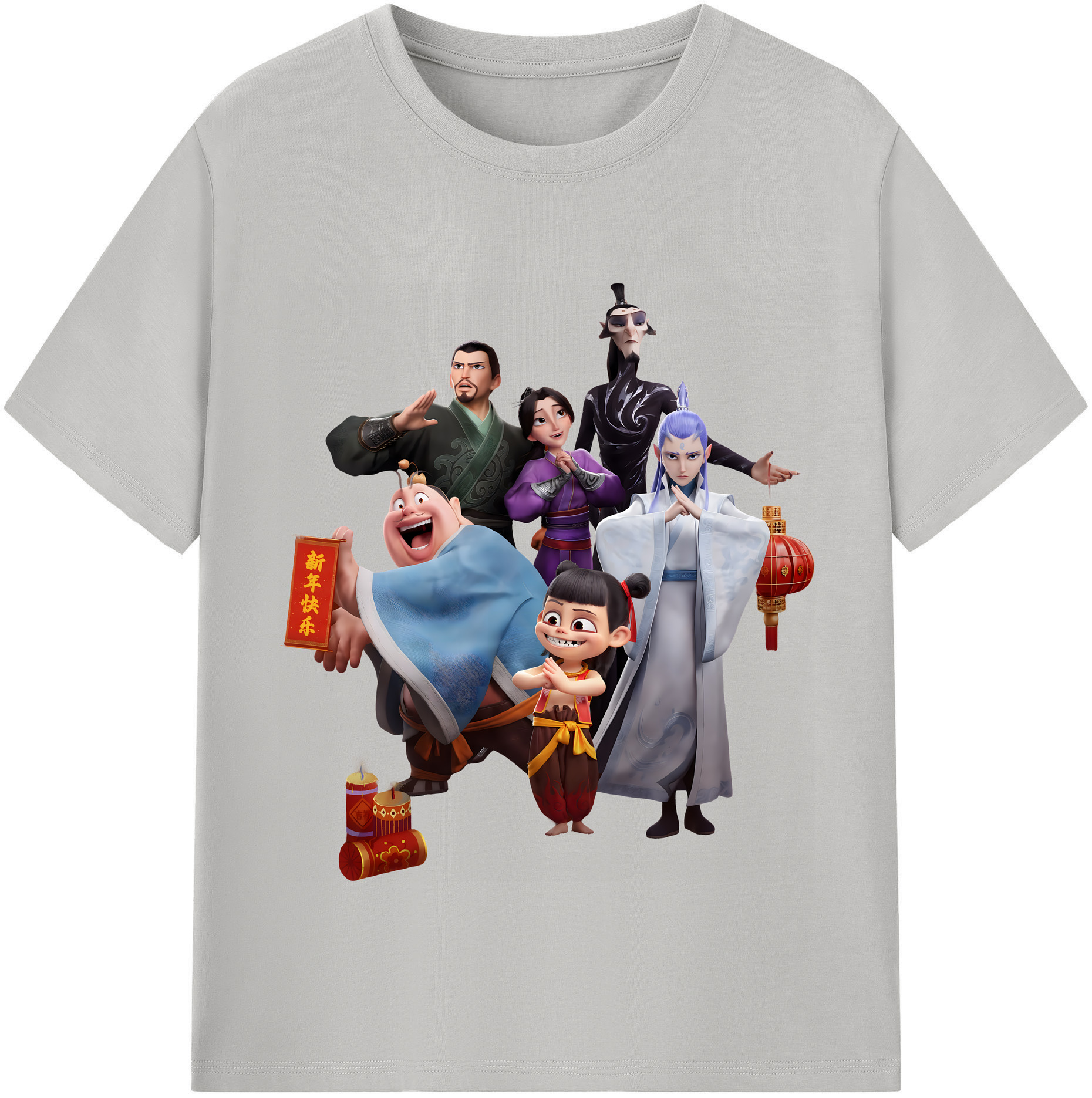 （画像用） Ne Zha 2 ナタ 魔童の大暴れ 綿100％半袖Tシャツ（フロントプリント）